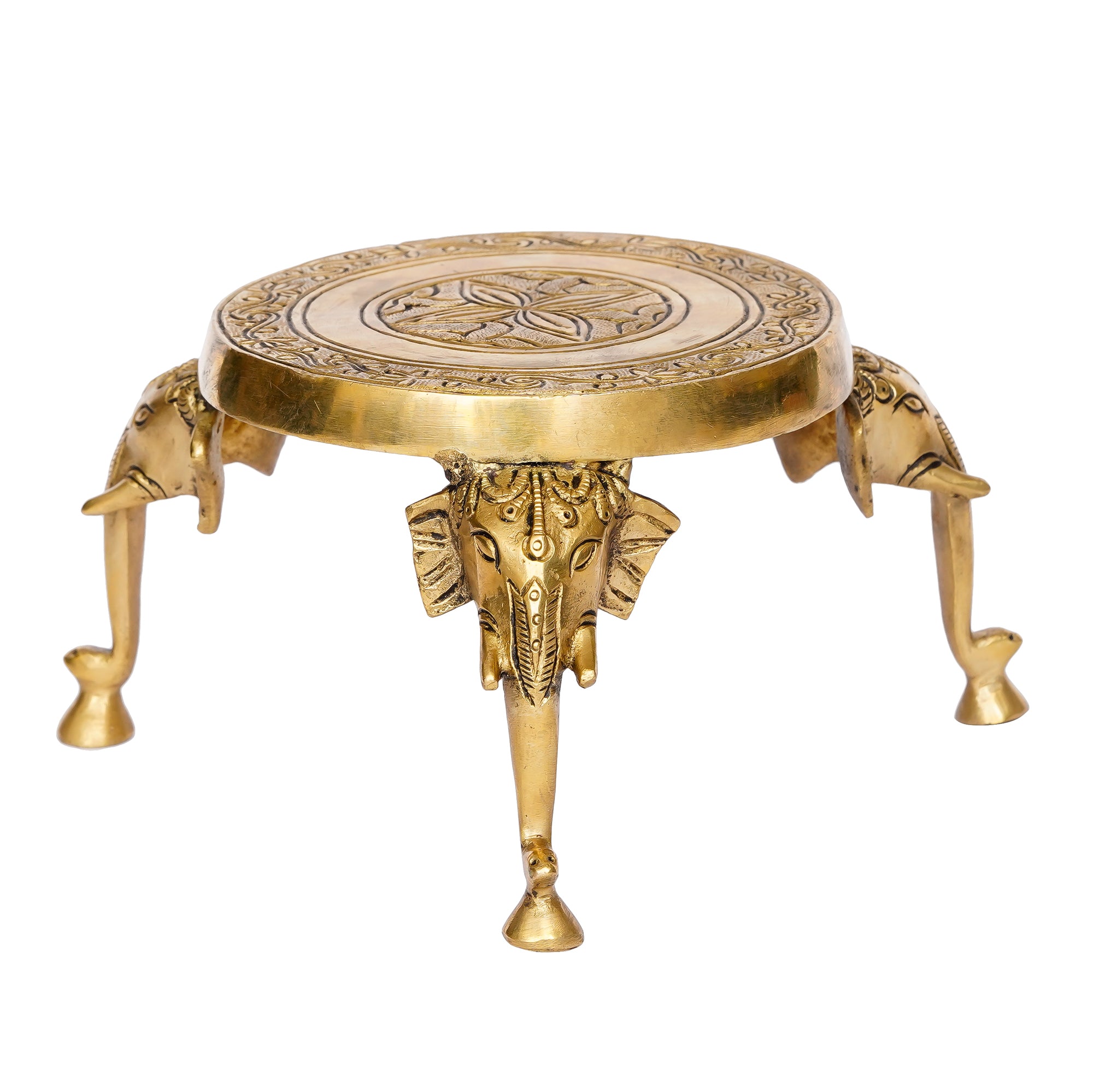Decorative Brass Stool With Elephant Design Legs 2
