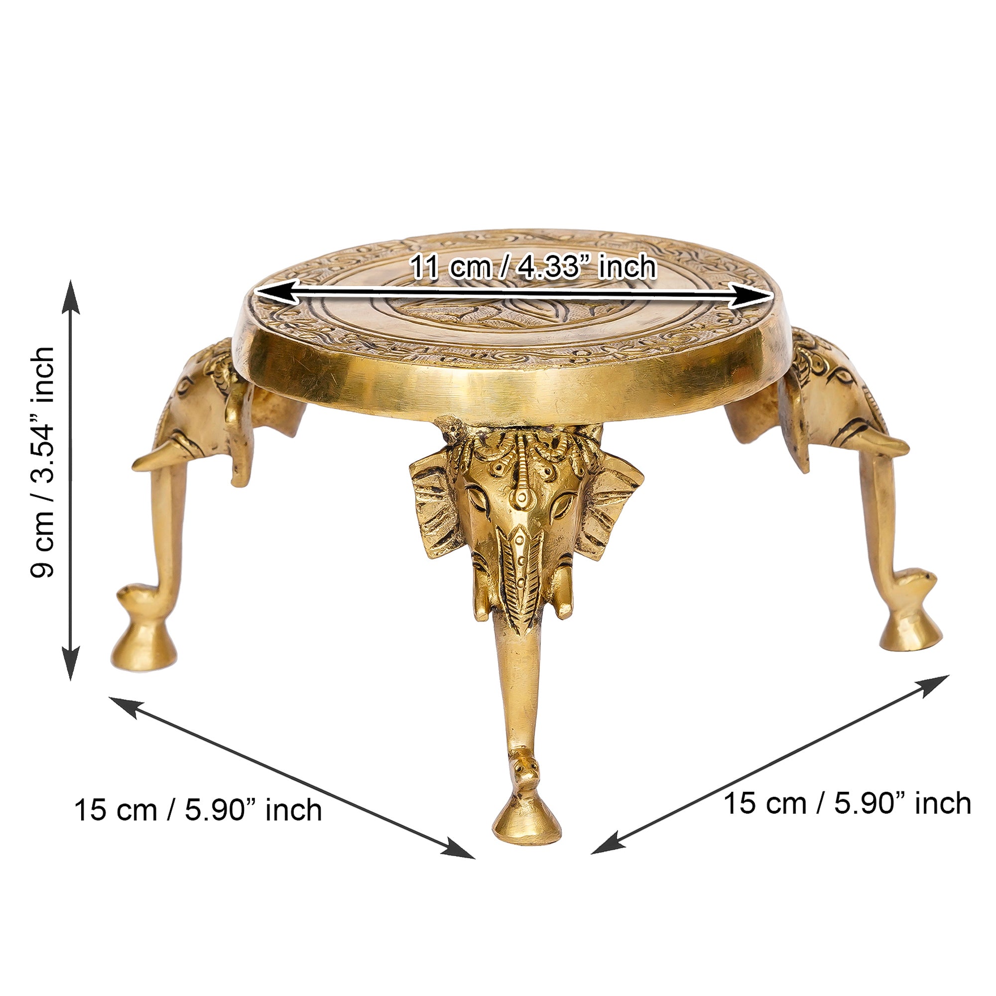 Decorative Brass Stool With Elephant Design Legs 3