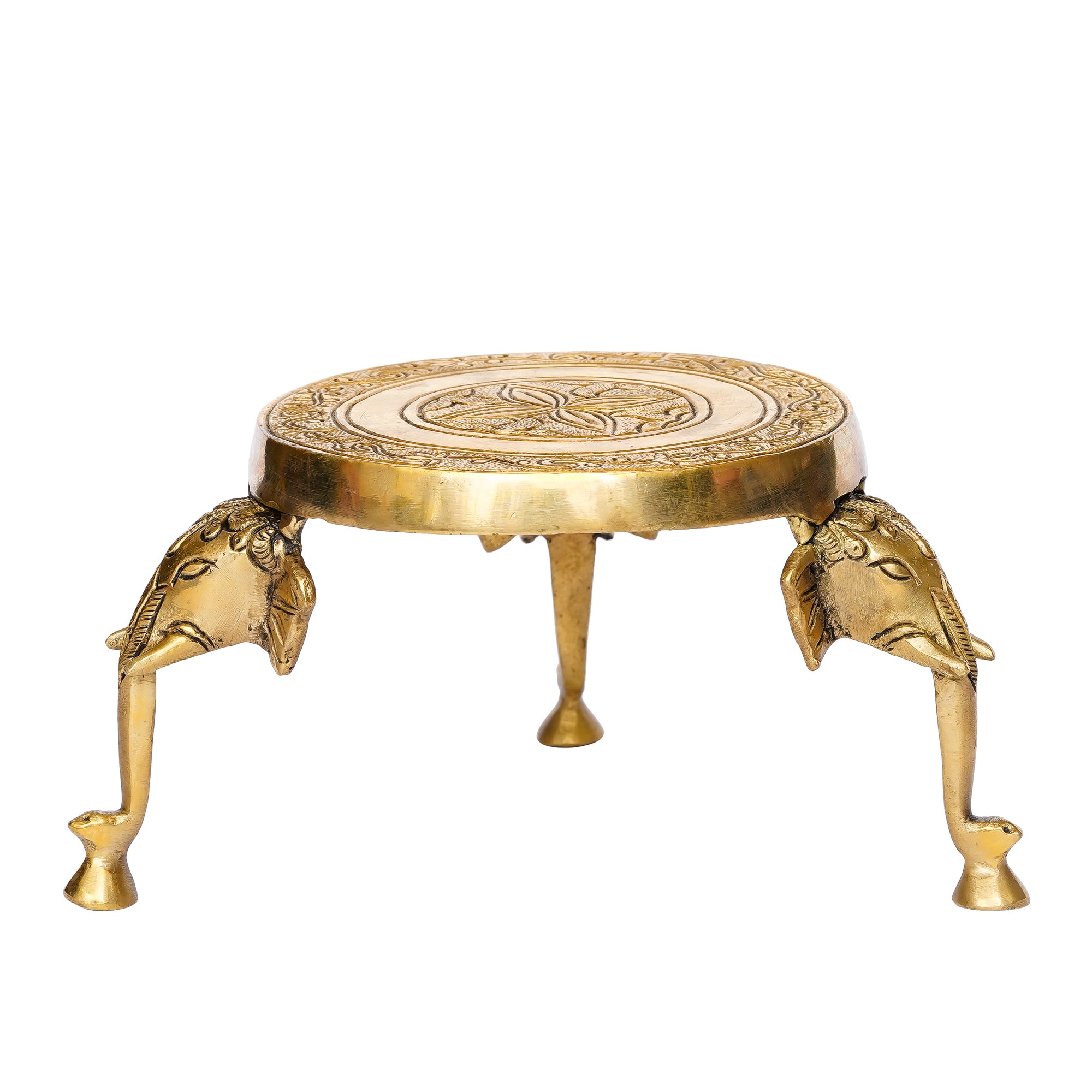 Decorative Brass Stool With Elephant Design Legs 5