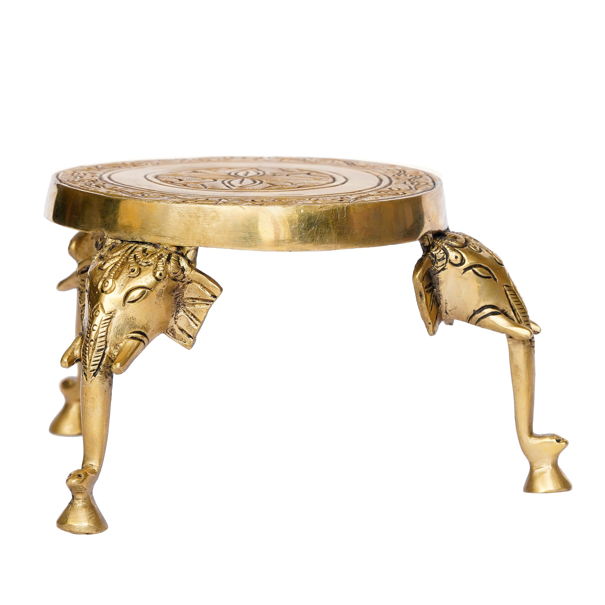 Decorative Brass Stool With Elephant Design Legs 6