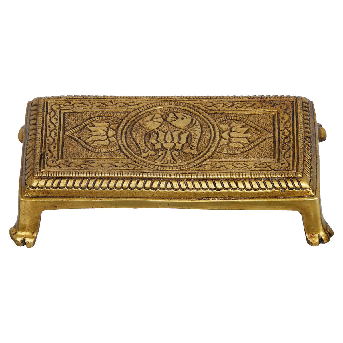 eCraftIndia Golden Rectangle Handcrafted Traditional Lotus Flowers Eng