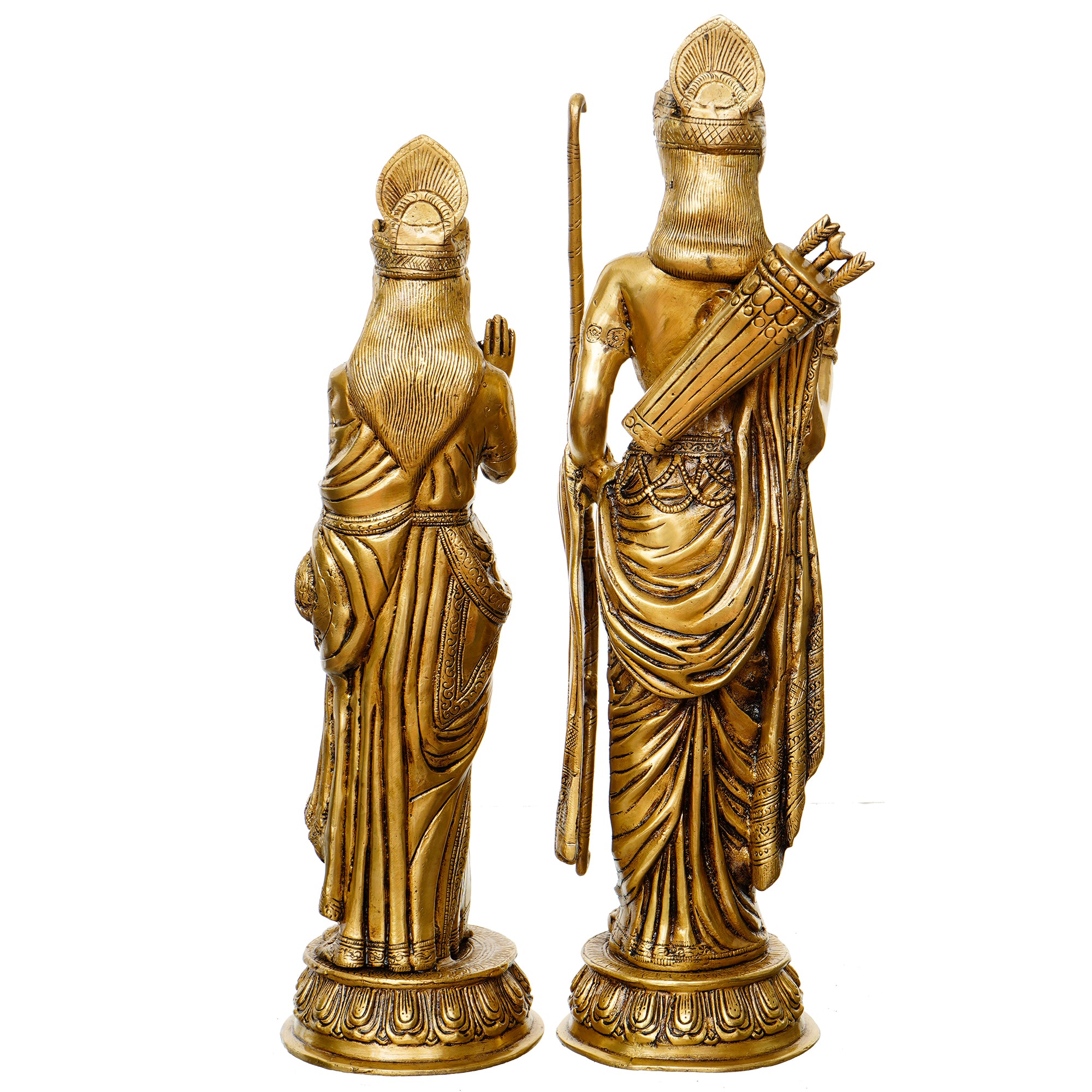 Golden Brass Handcrafted Lord Ram and Goddess Sita Idols 6