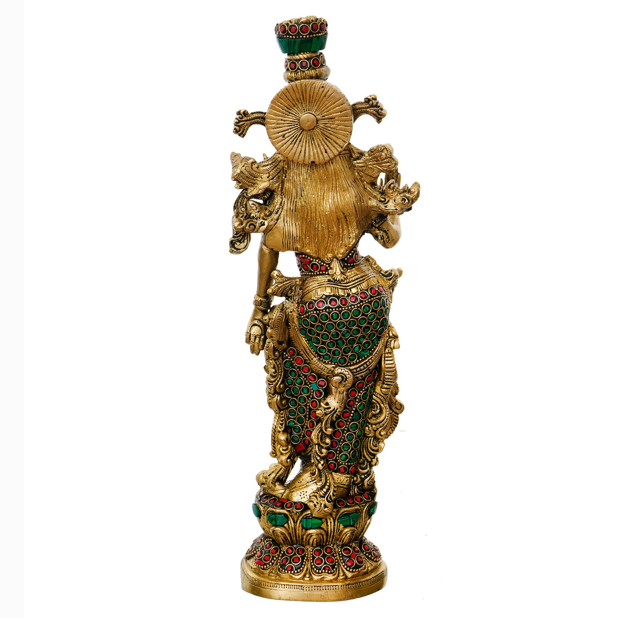 Gold Brass Stone Work Handcrafted Goddess Radha Murti 6