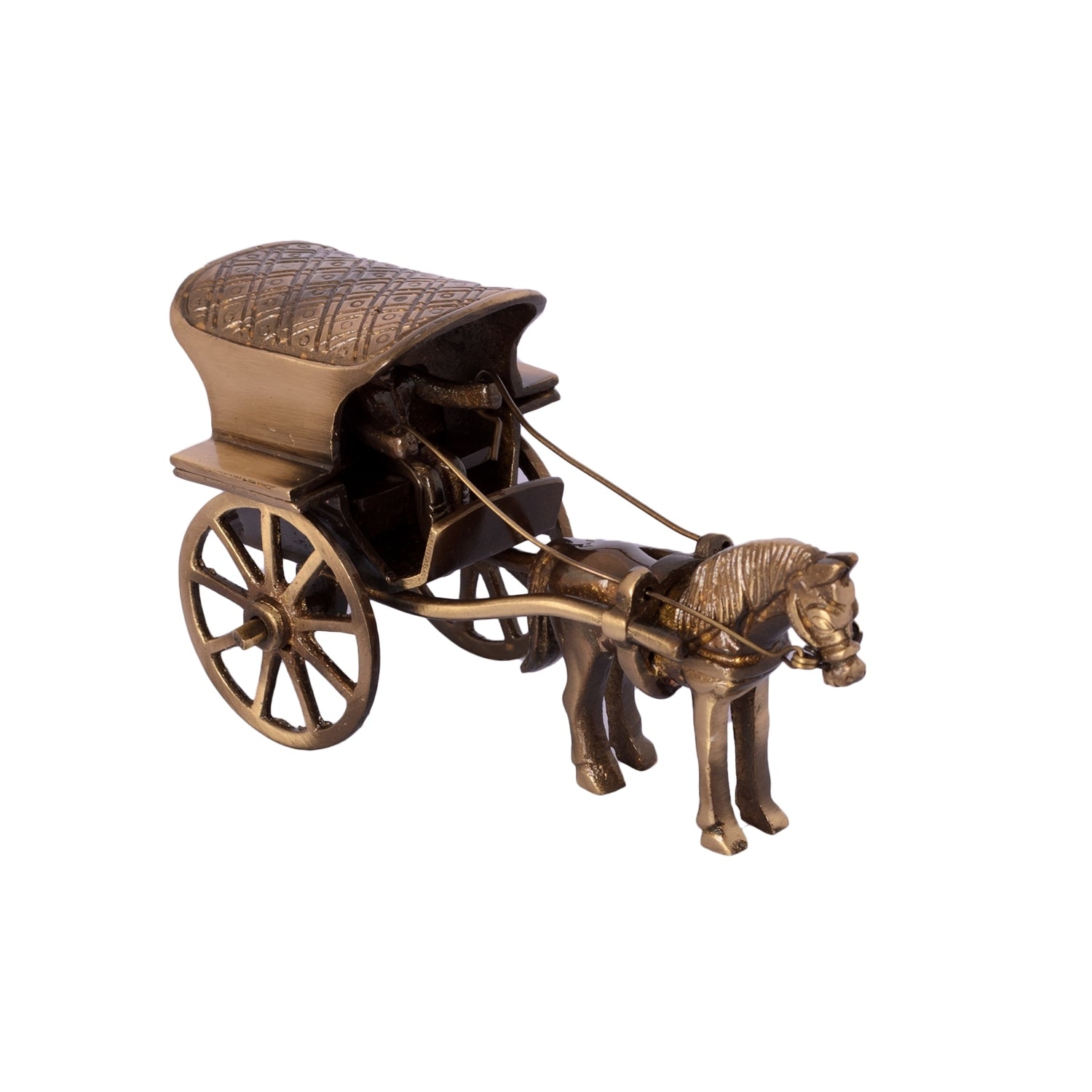 Golden Brass Horse Cart Showpiece 2