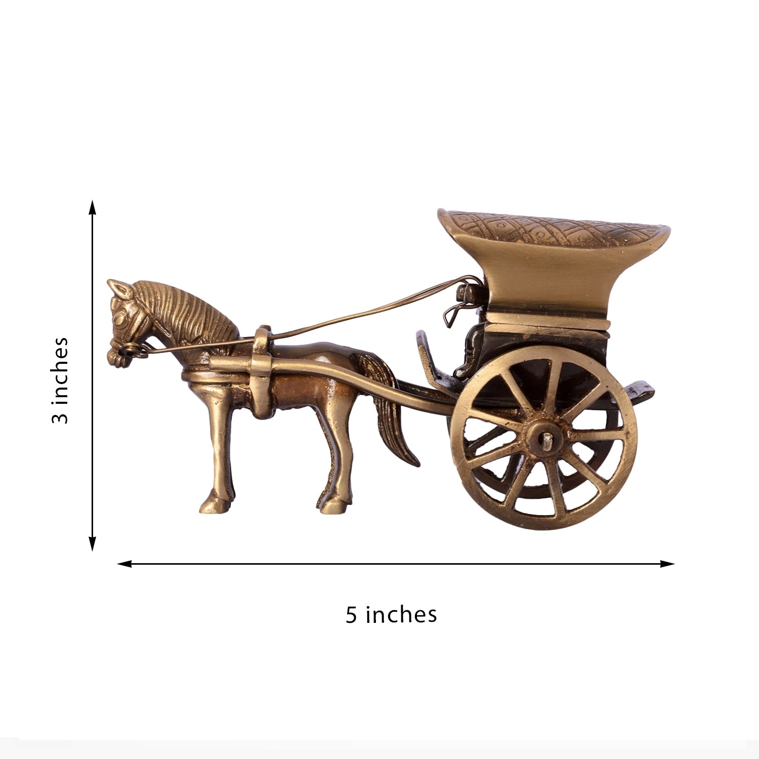 Golden Brass Horse Cart Showpiece 3