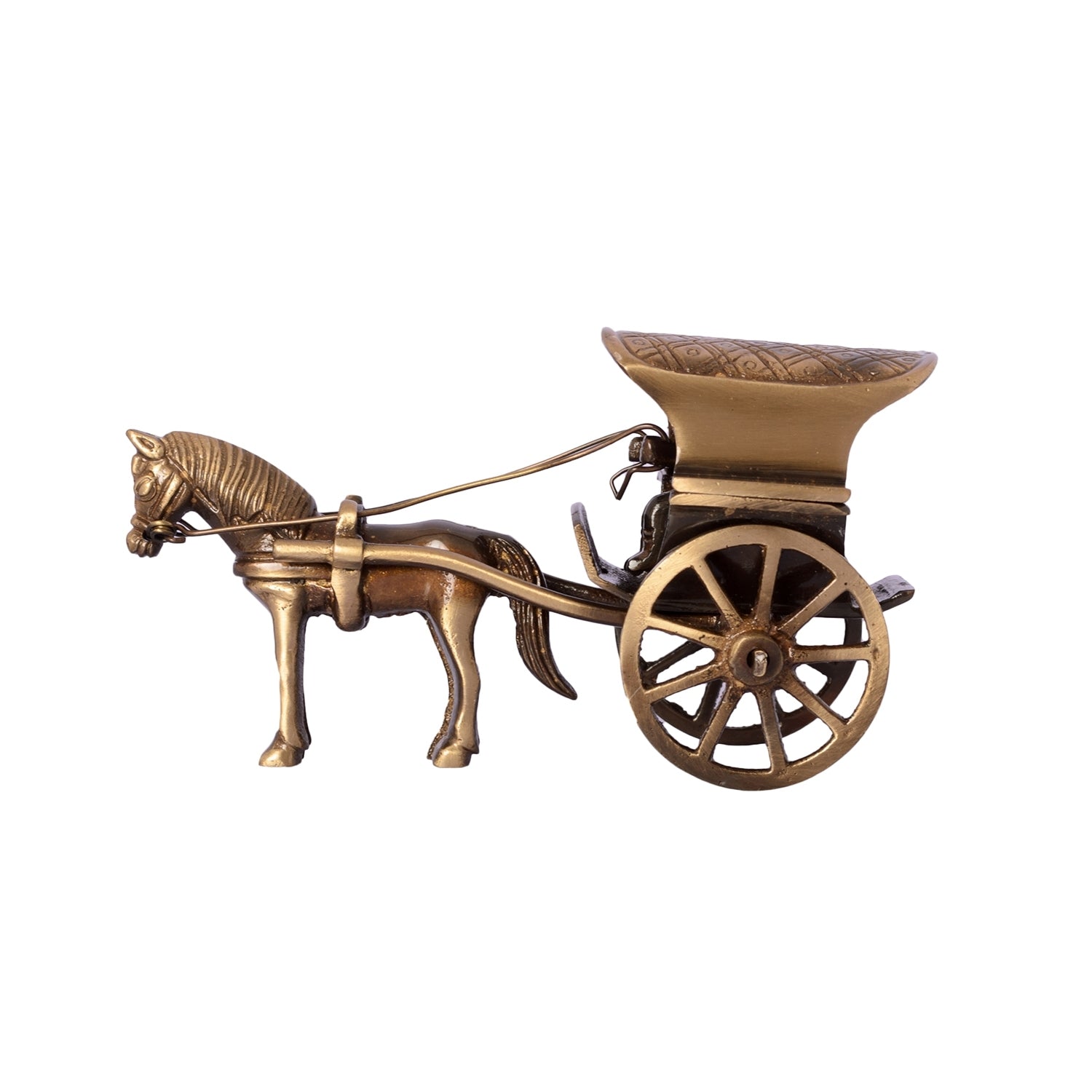 Golden Brass Horse Cart Showpiece 5