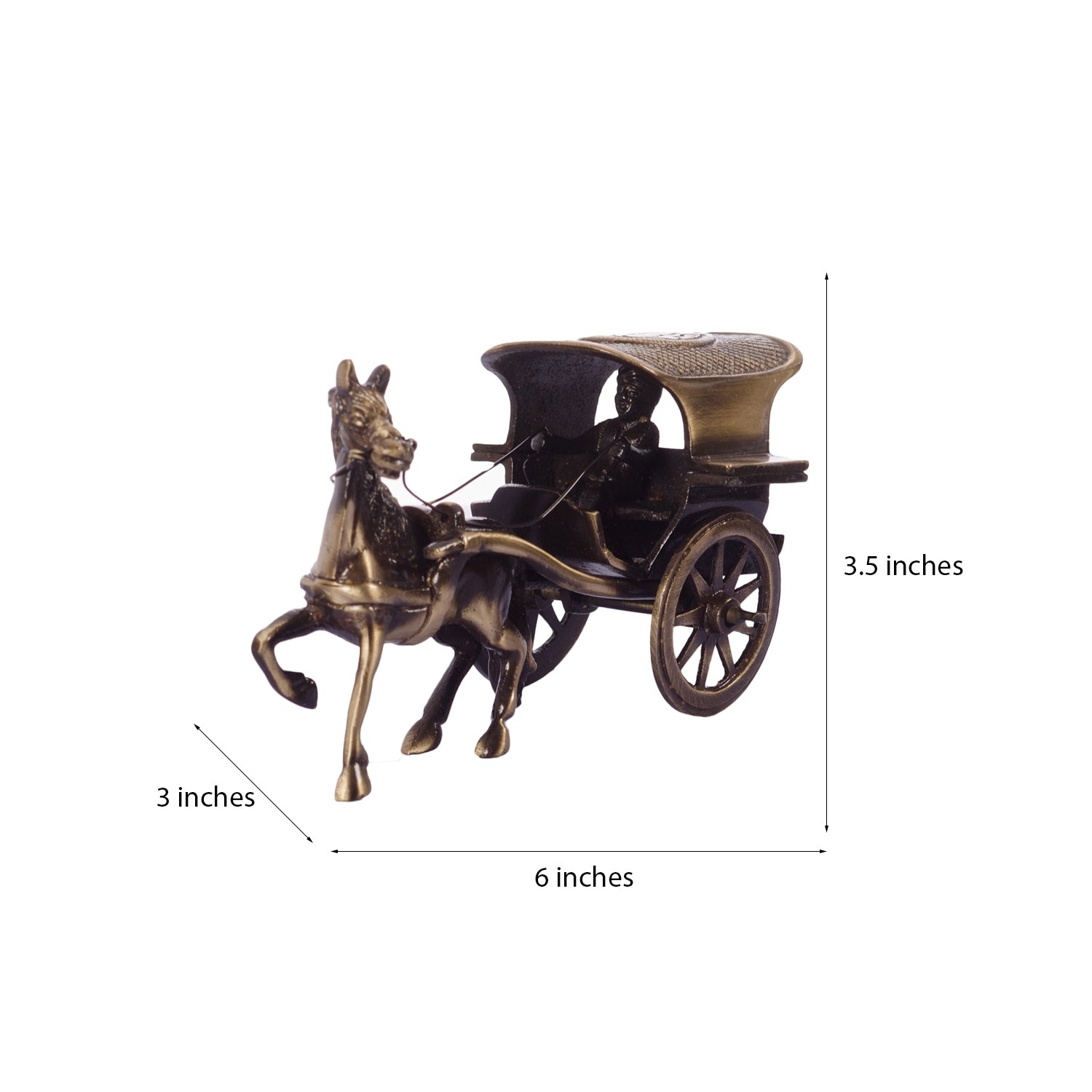 Brown Brass Horse Carriage Showpiece 2