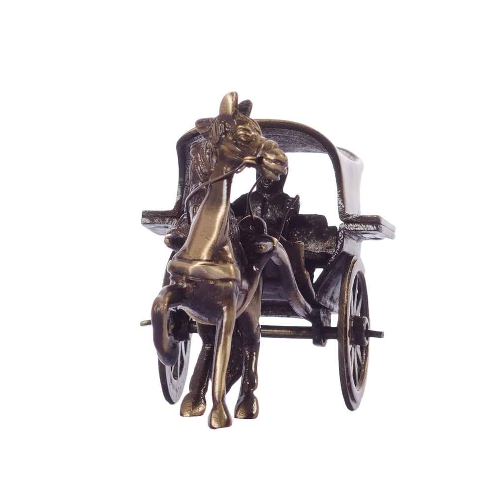 Brown Brass Horse Carriage Showpiece 3