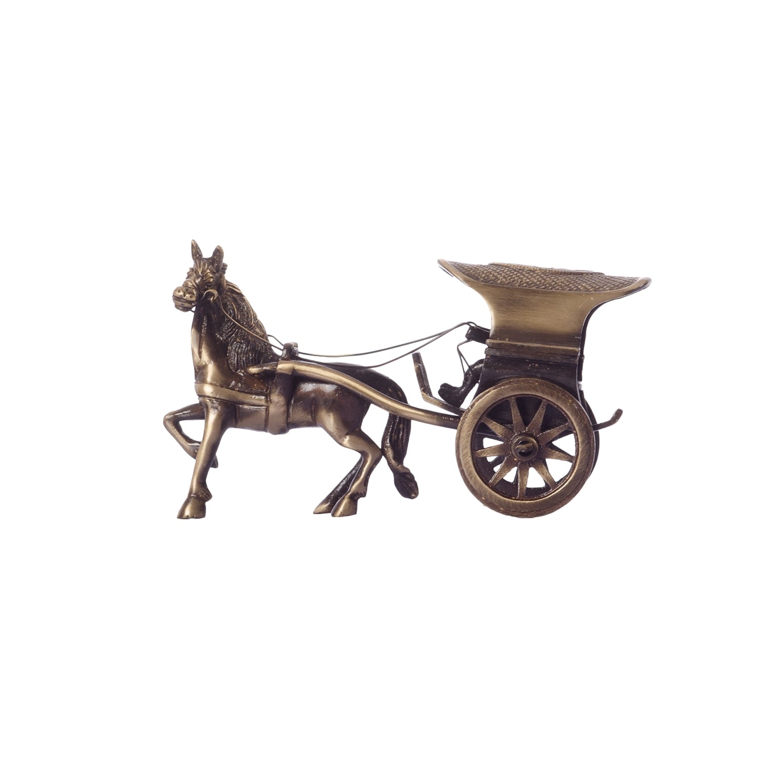 Brown Brass Horse Carriage Showpiece 4