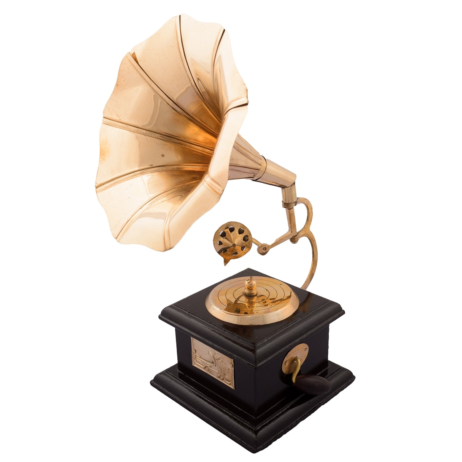 Black and Golden Brass Antique Gramophone musical instrument Decorative Showpiece