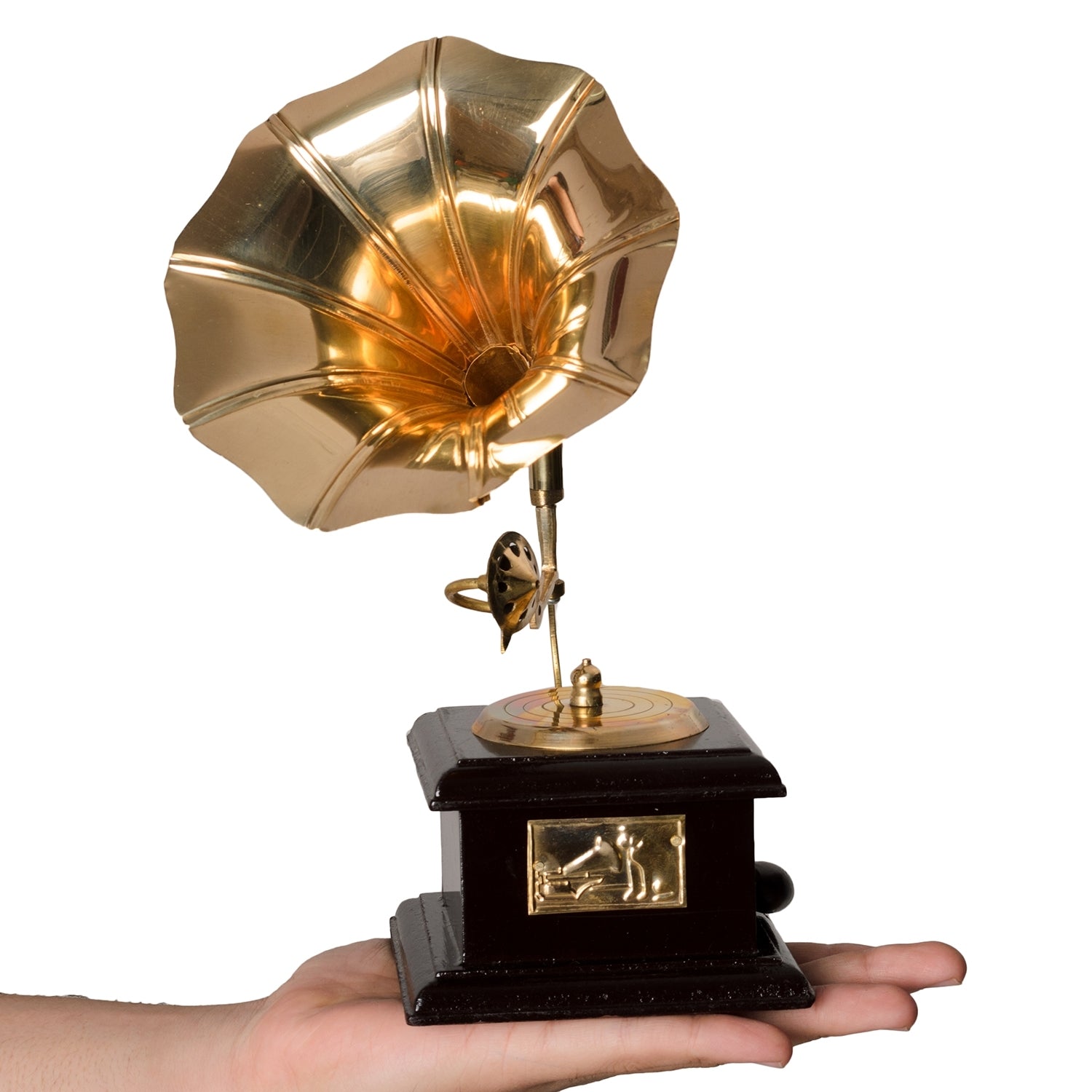 Black and Golden Brass Antique Gramophone musical instrument Decorative Showpiece 5