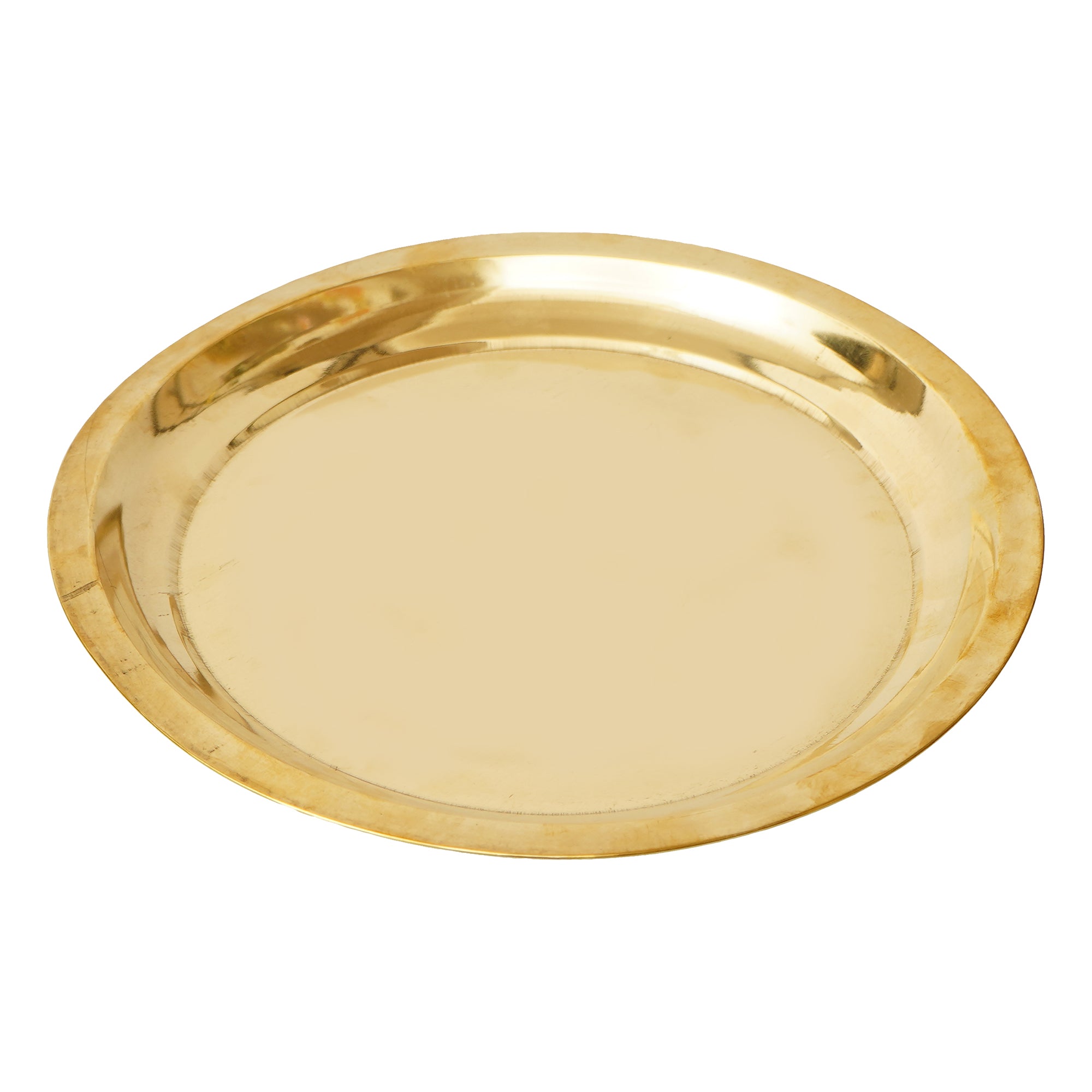 Golden Brass Pooja Thali with 2 Katori/Bowls, 1 Spoon and 1 Glass 6