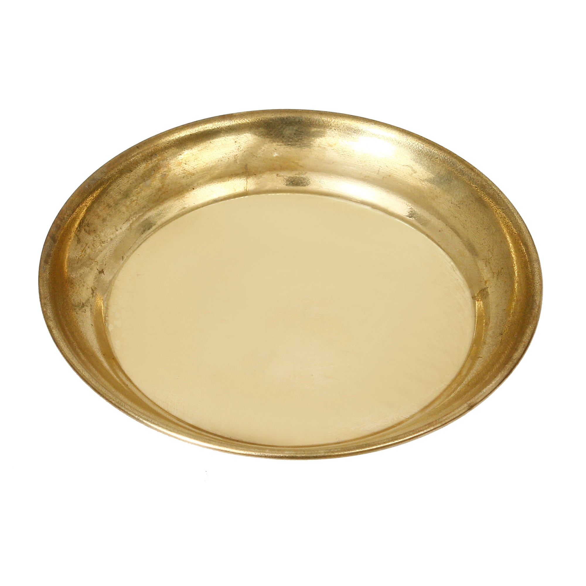 eCraftIndia Golden Brass Pooja Thali With 2 Bowls, 1 Spoon & 1 Glass 4