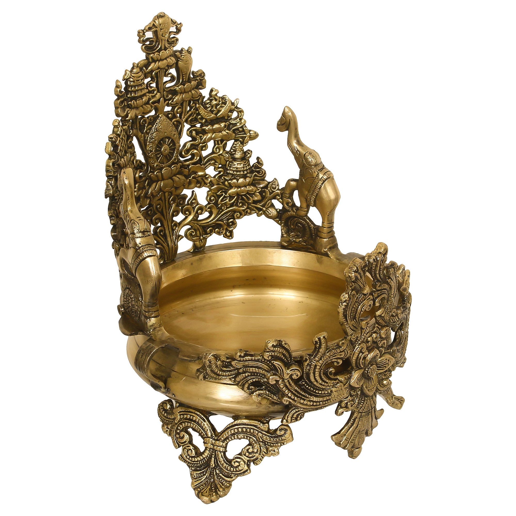 Golden Handcrafted Elephant Design Premium Brass Urli 2