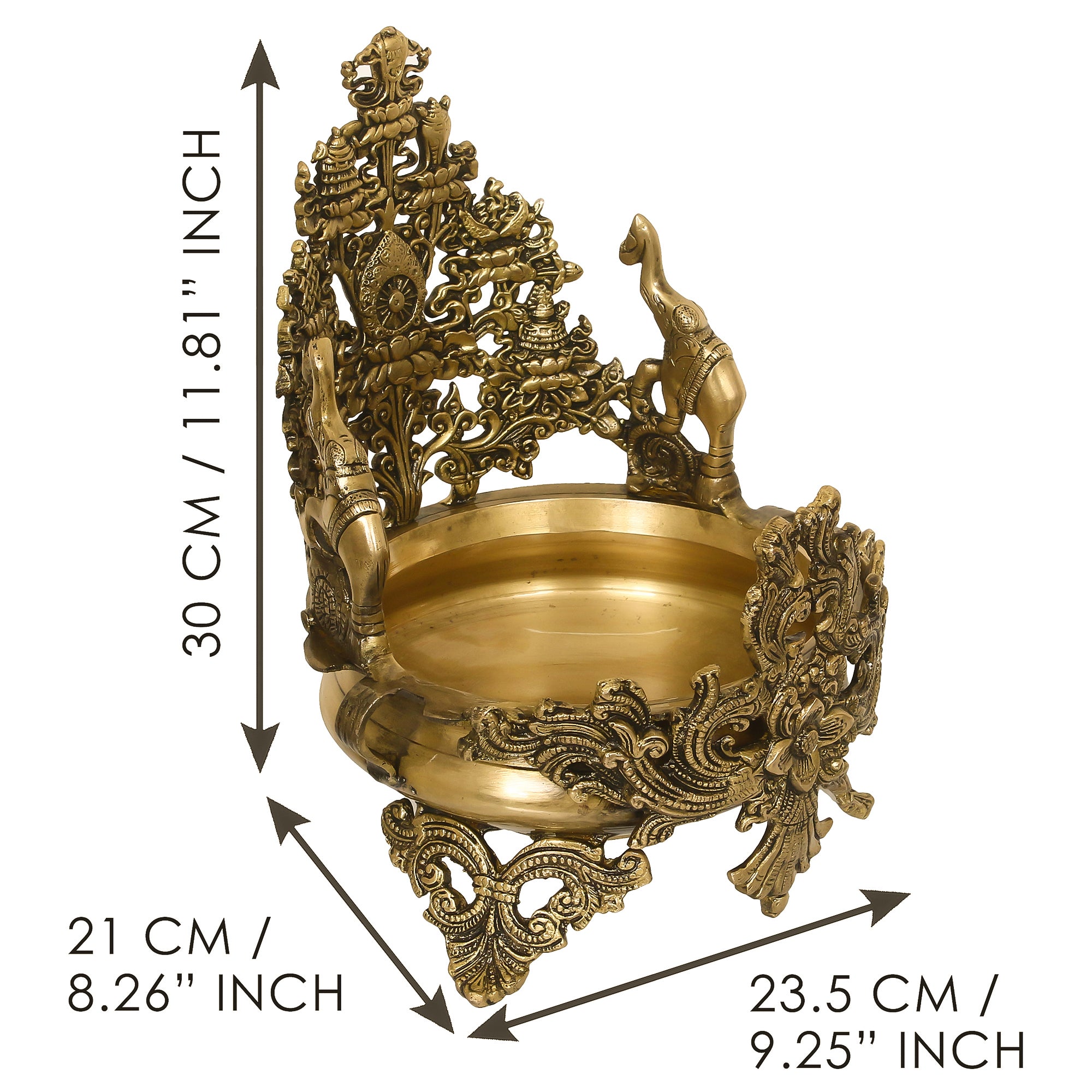 Golden Handcrafted Elephant Design Premium Brass Urli 3