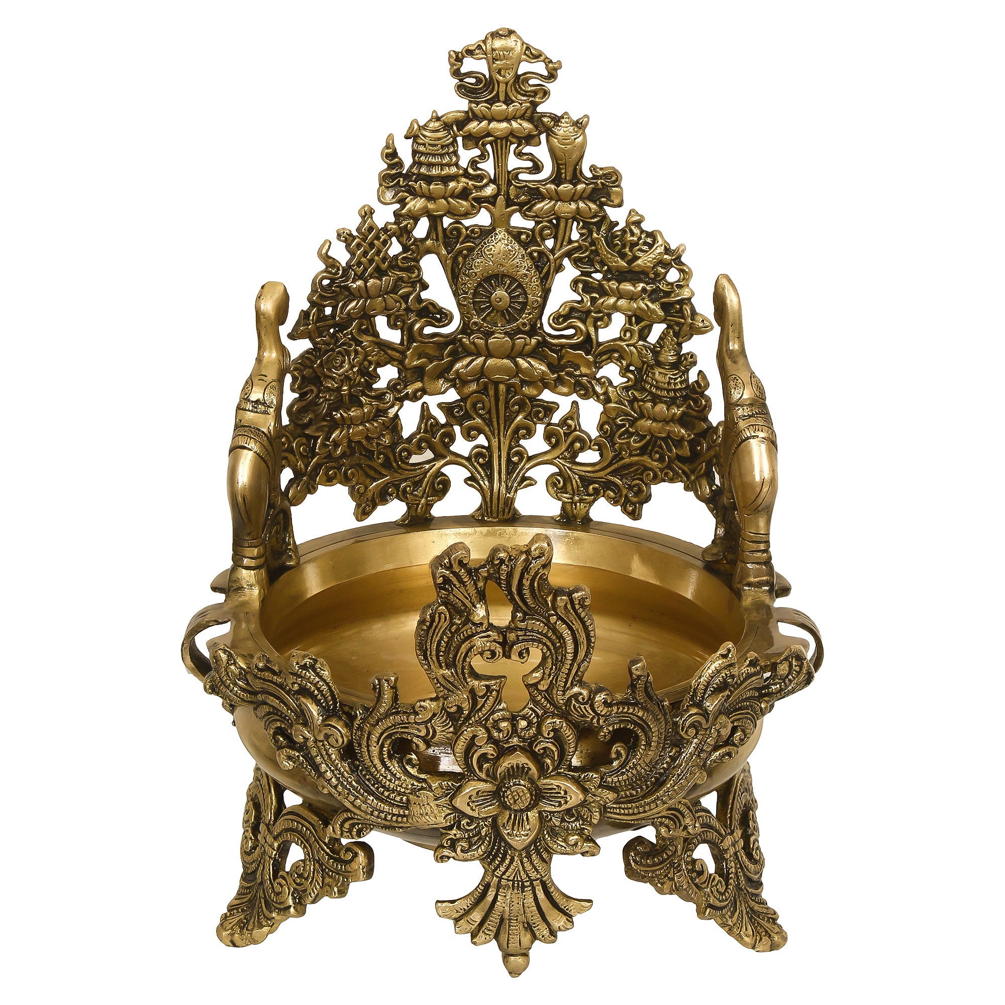 Golden Handcrafted Elephant Design Premium Brass Urli 4