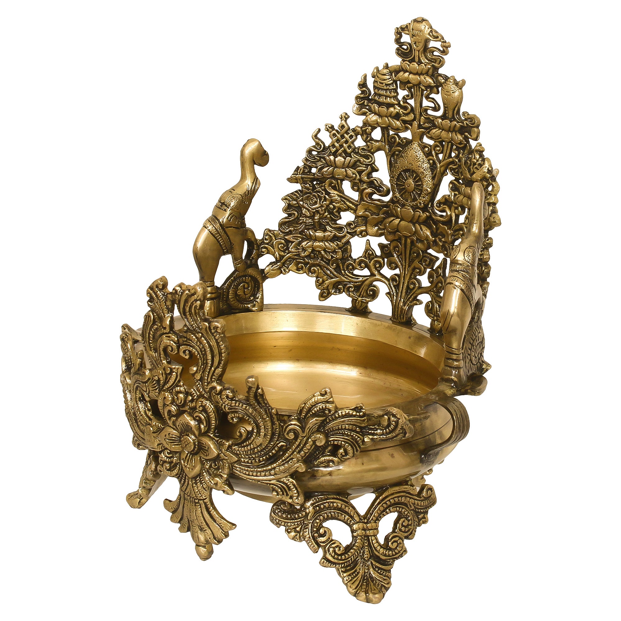 Golden Handcrafted Elephant Design Premium Brass Urli 5