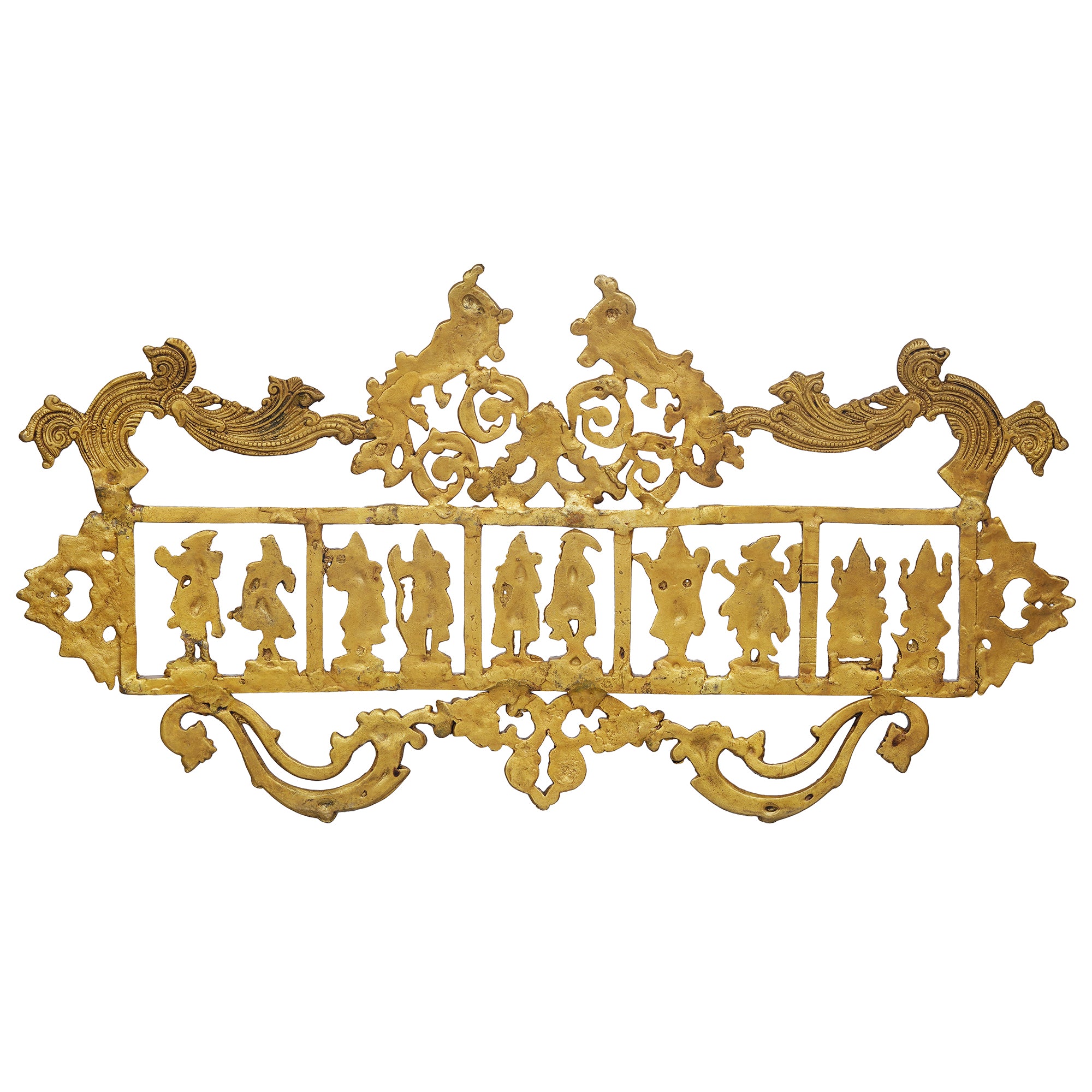 eCraftIndia Golden Brass Peacock Designer Vishnu Dashavatara - Ten Incarnations of Lord Vishnu Religious Wall Hanging 8