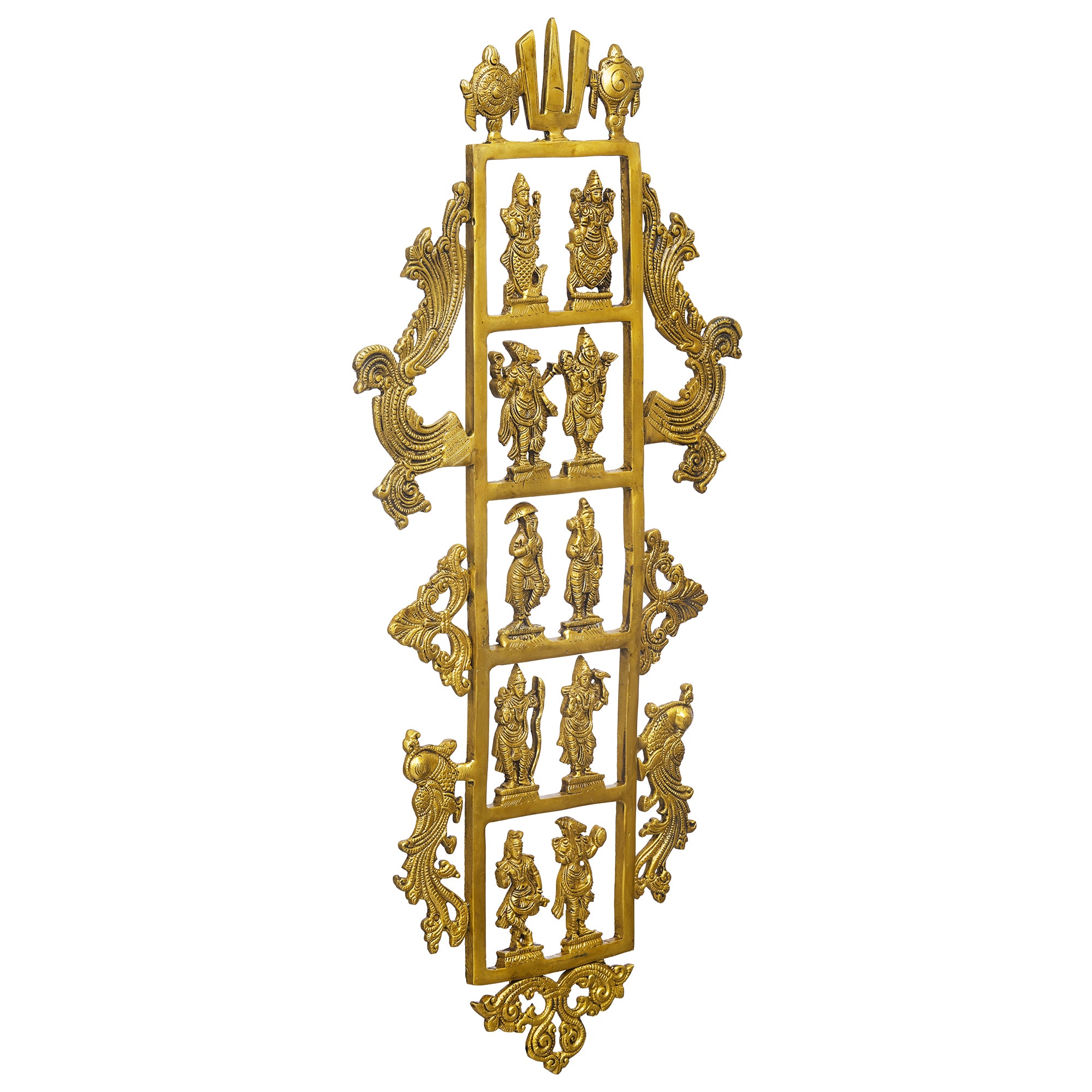 eCraftIndia Golden Brass Lord Vishnu Dashavatara - Ten Incarnations of Vishnu Religious Wall Hanging 6