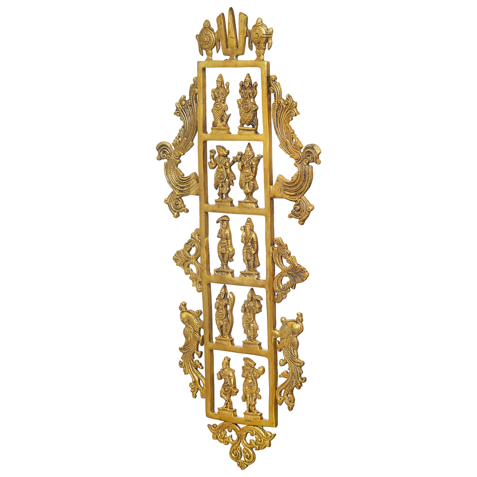 eCraftIndia Golden Brass Lord Vishnu Dashavatara - Ten Incarnations of Vishnu Religious Wall Hanging 7