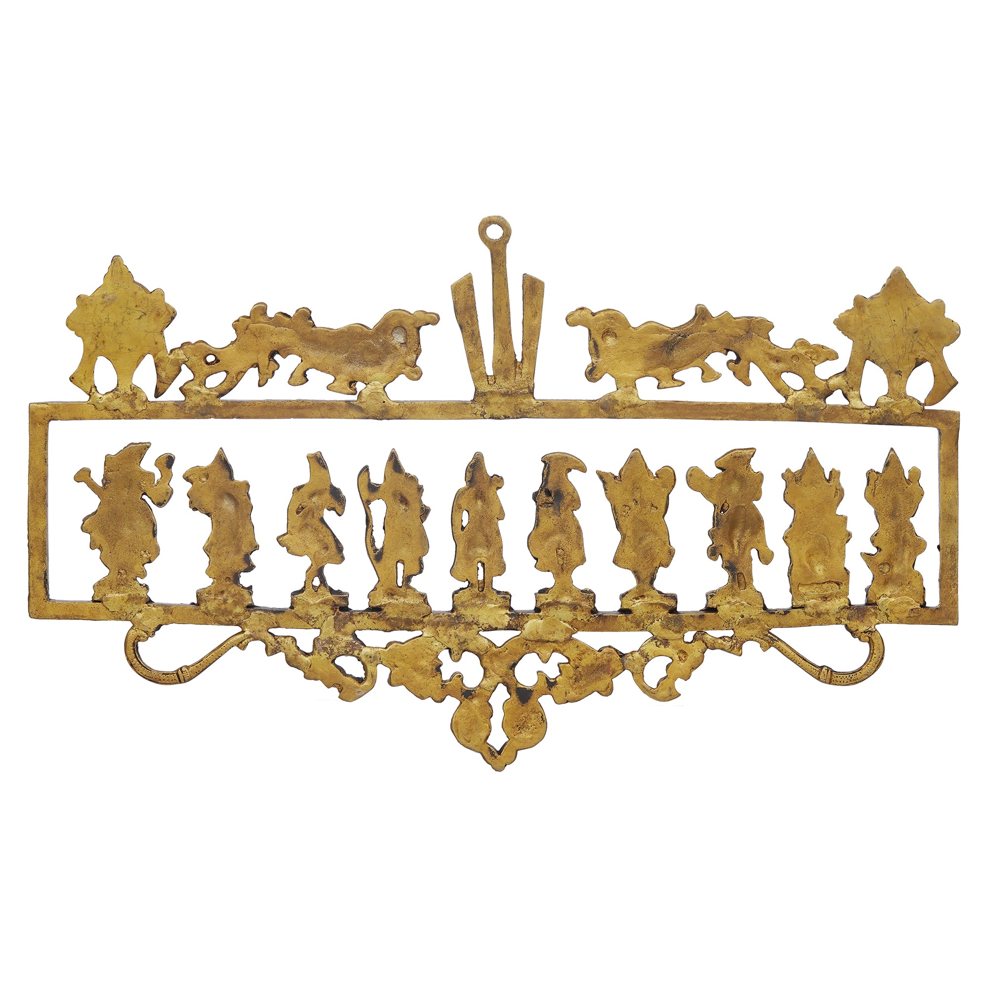 eCraftIndia Golden Brass Vishnu Dashavatara - Ten Incarnations of Lord Vishnu Religious Wall Hanging 8
