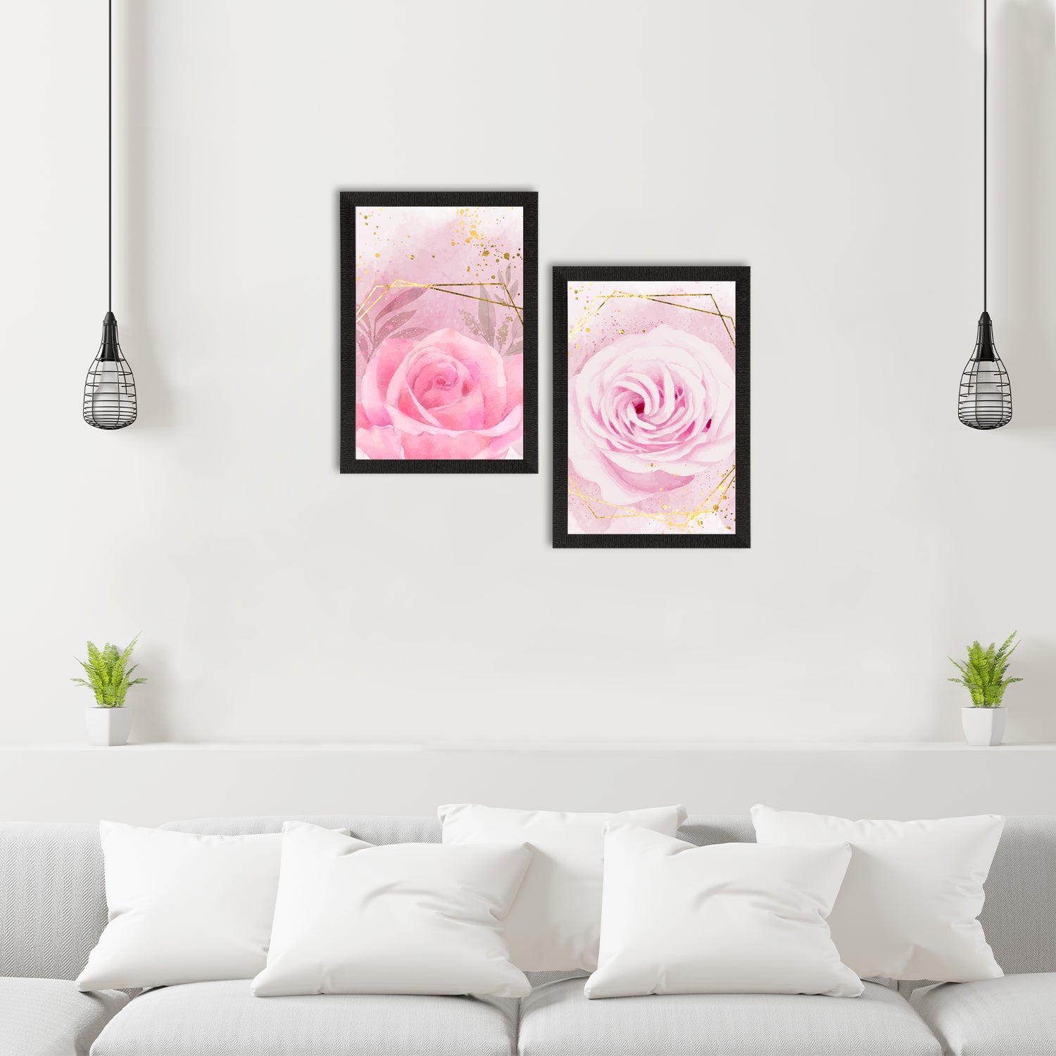 Pink Rose Pastel Set of 2 Satin Matt Texture UV Art Painting 1