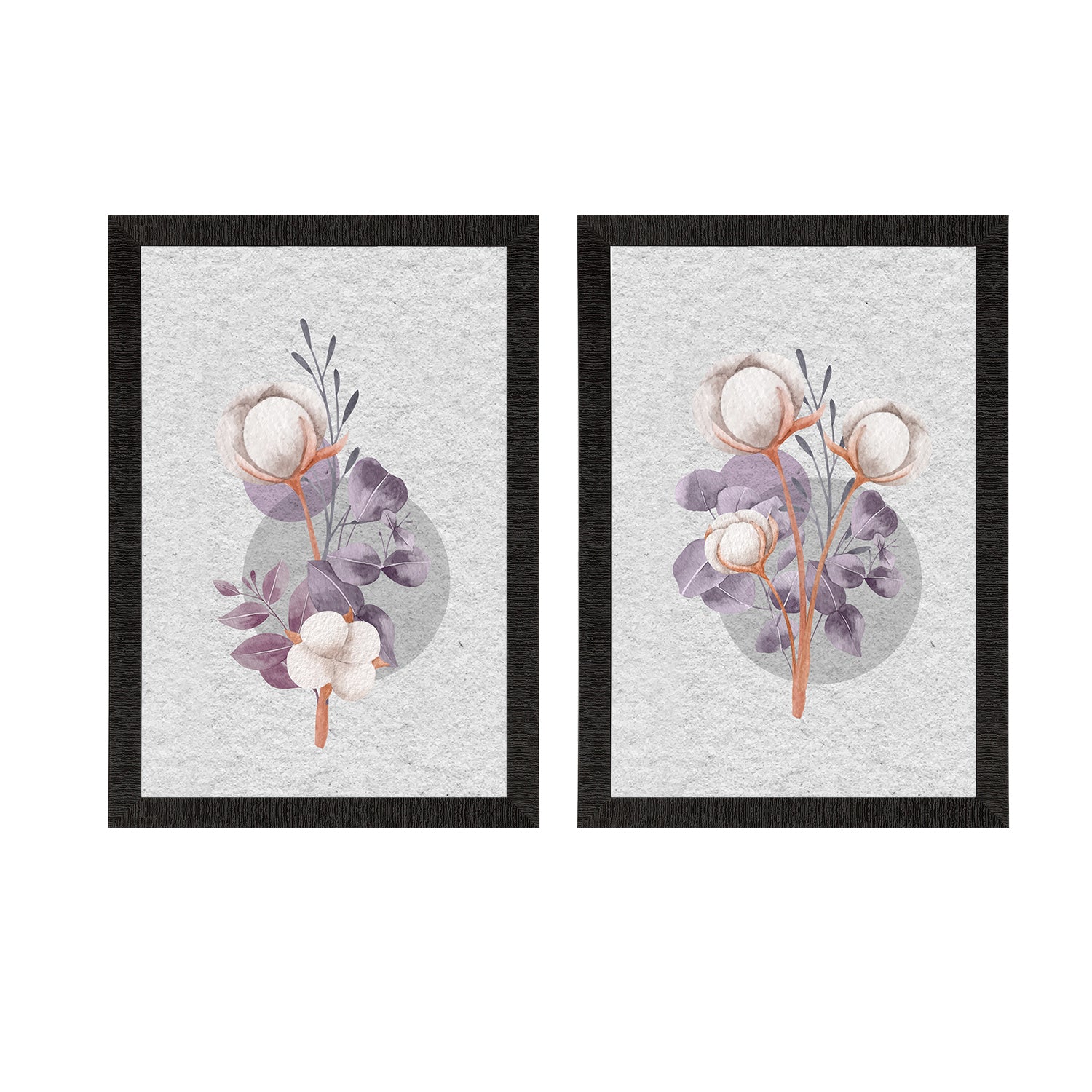 Cotton Flower Set of 2 Satin Matt Texture UV Art Painting