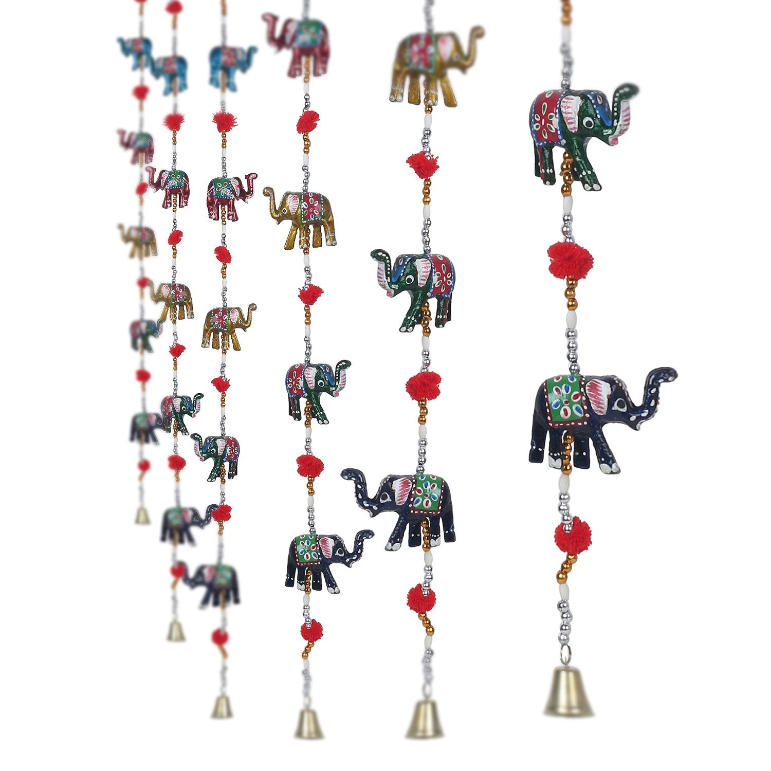 Multicolor Handcrafted Decorative Rajasthani Elephant Wall/Door Hanging Toran Set of 2