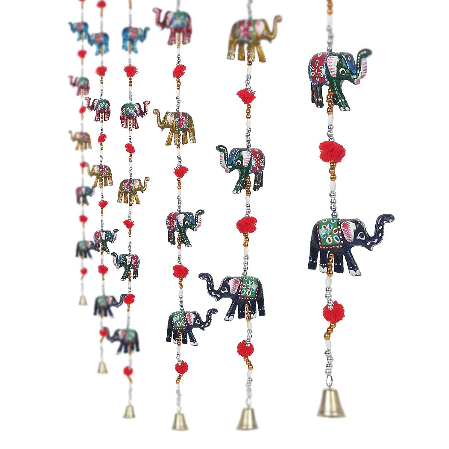 Multicolor Handcrafted Decorative Rajasthani Elephant Wall/Door Hanging Toran Set of 2 4