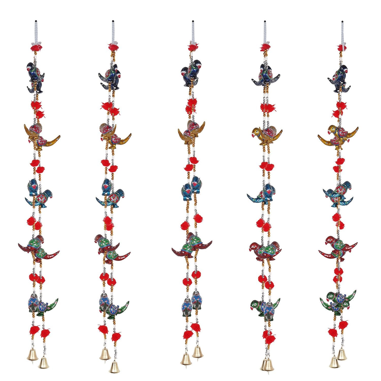 Multicolor Handcrafted Decorative Rajasthani Parrot Wall/Door Hanging Toran Set of 2 2