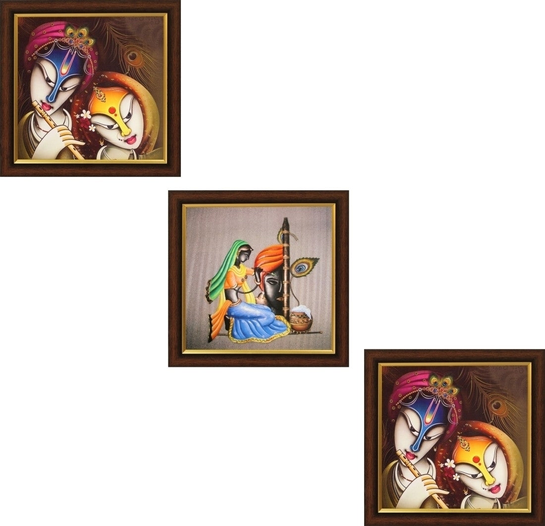 Set of 3 Religious Satin Matt Textured UV Art Painting