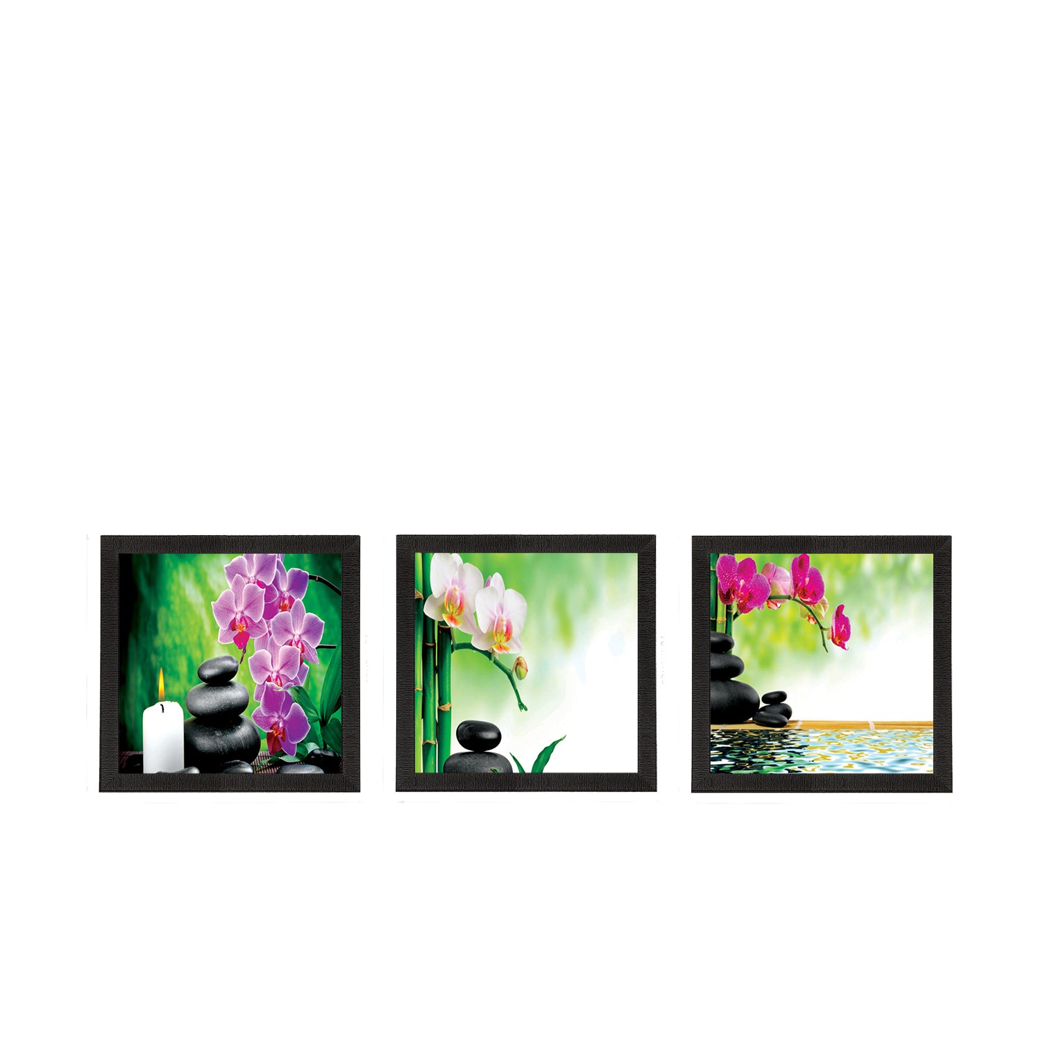 Set Of 3 Colorful Floral Satin Matt Texture UV Art Painting