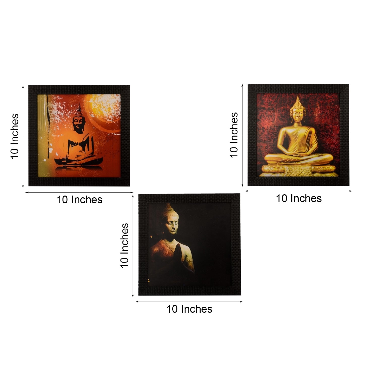 Set Of 3 Meditating Buddha Satin Matt Texture UV Art Painting 3