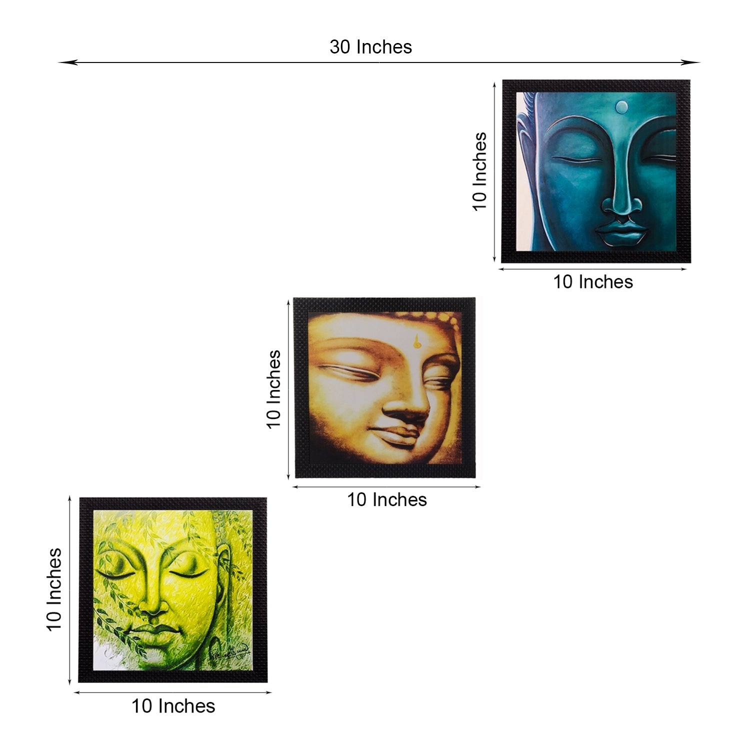 Set Of 3 Meditating Buddha Satin Matt Texture UV Art Painting 2