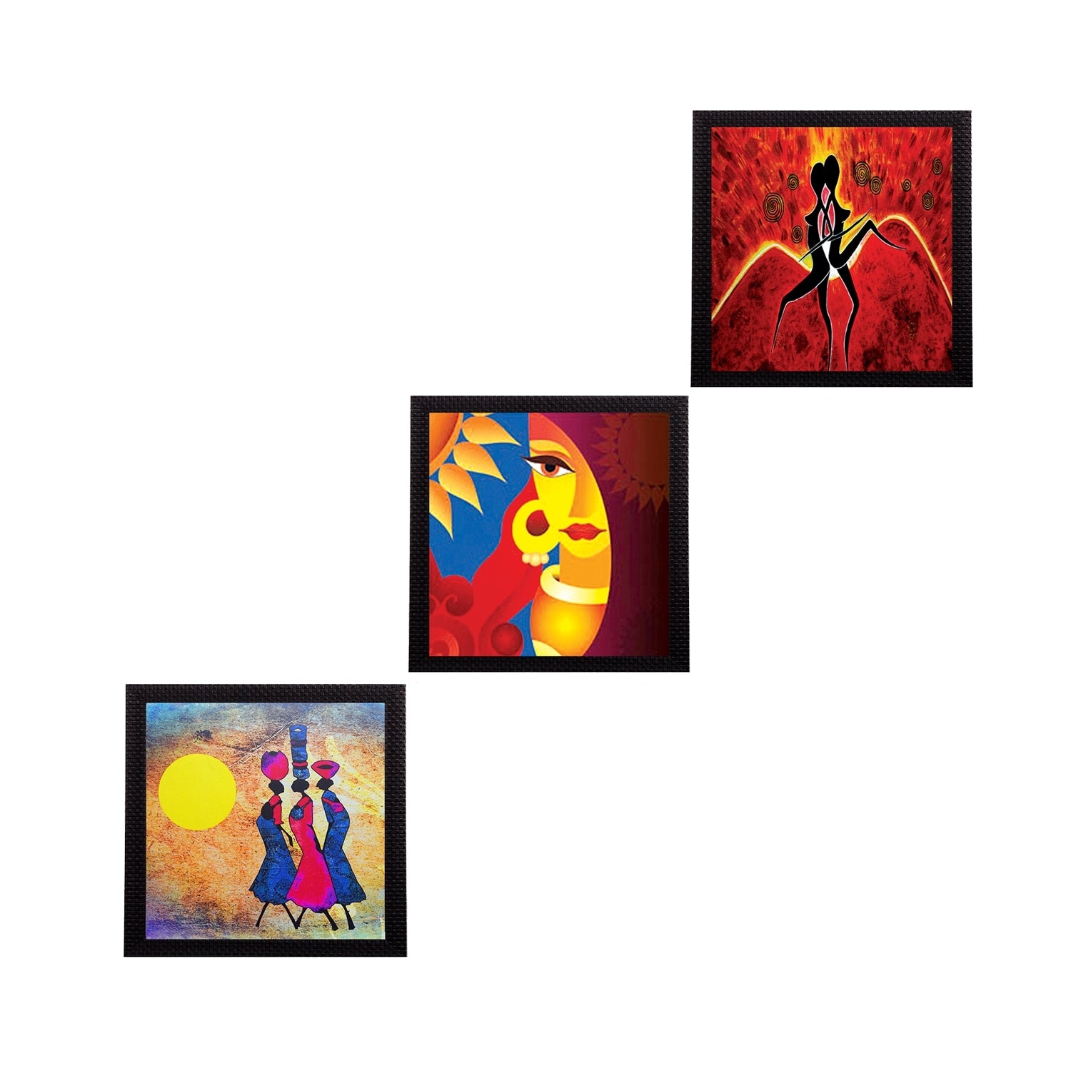 Set Of 3 Abstract Women Figures Satin Matt Texture UV Art Painting