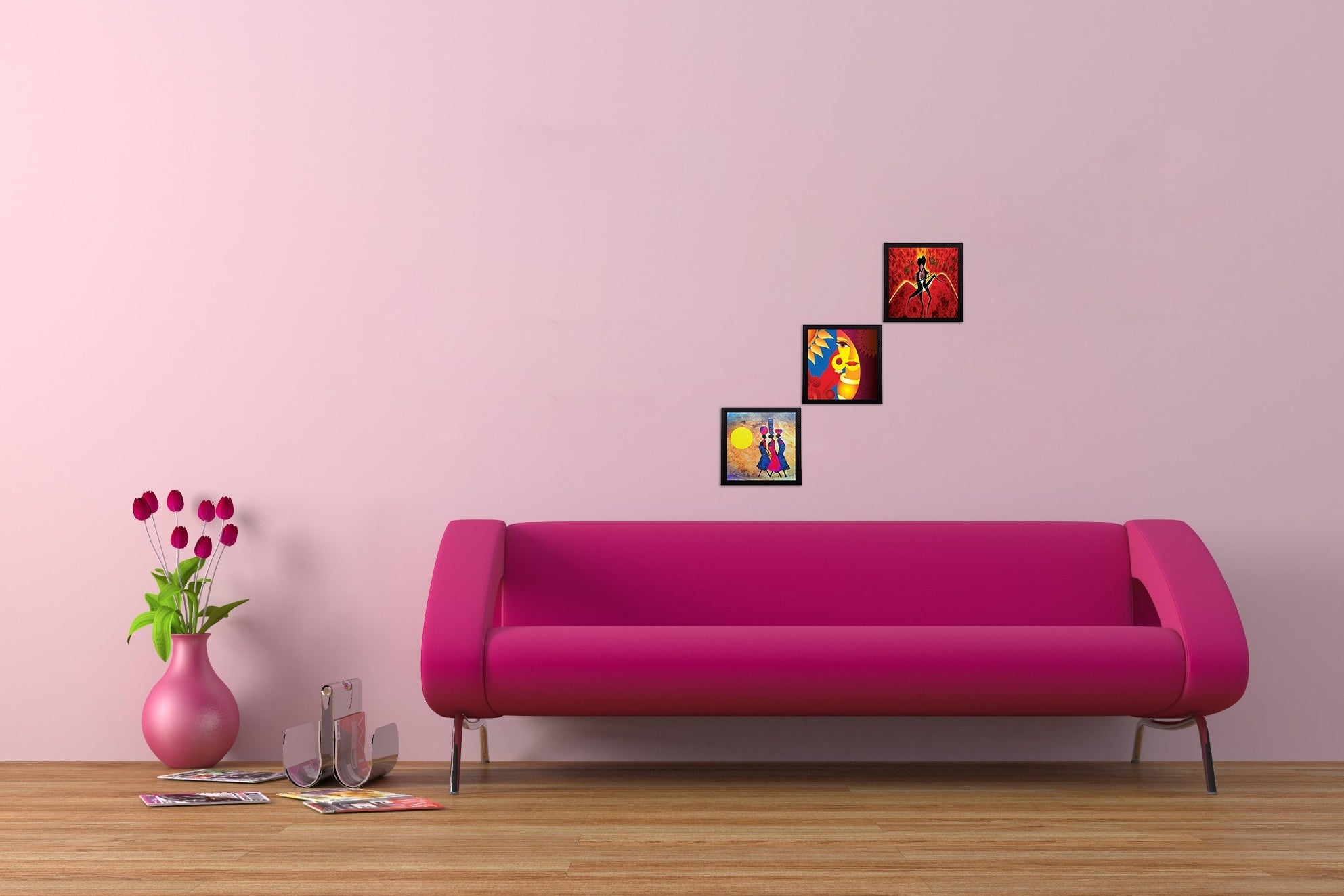 Set Of 3 Abstract Women Figures Satin Matt Texture UV Art Painting 1
