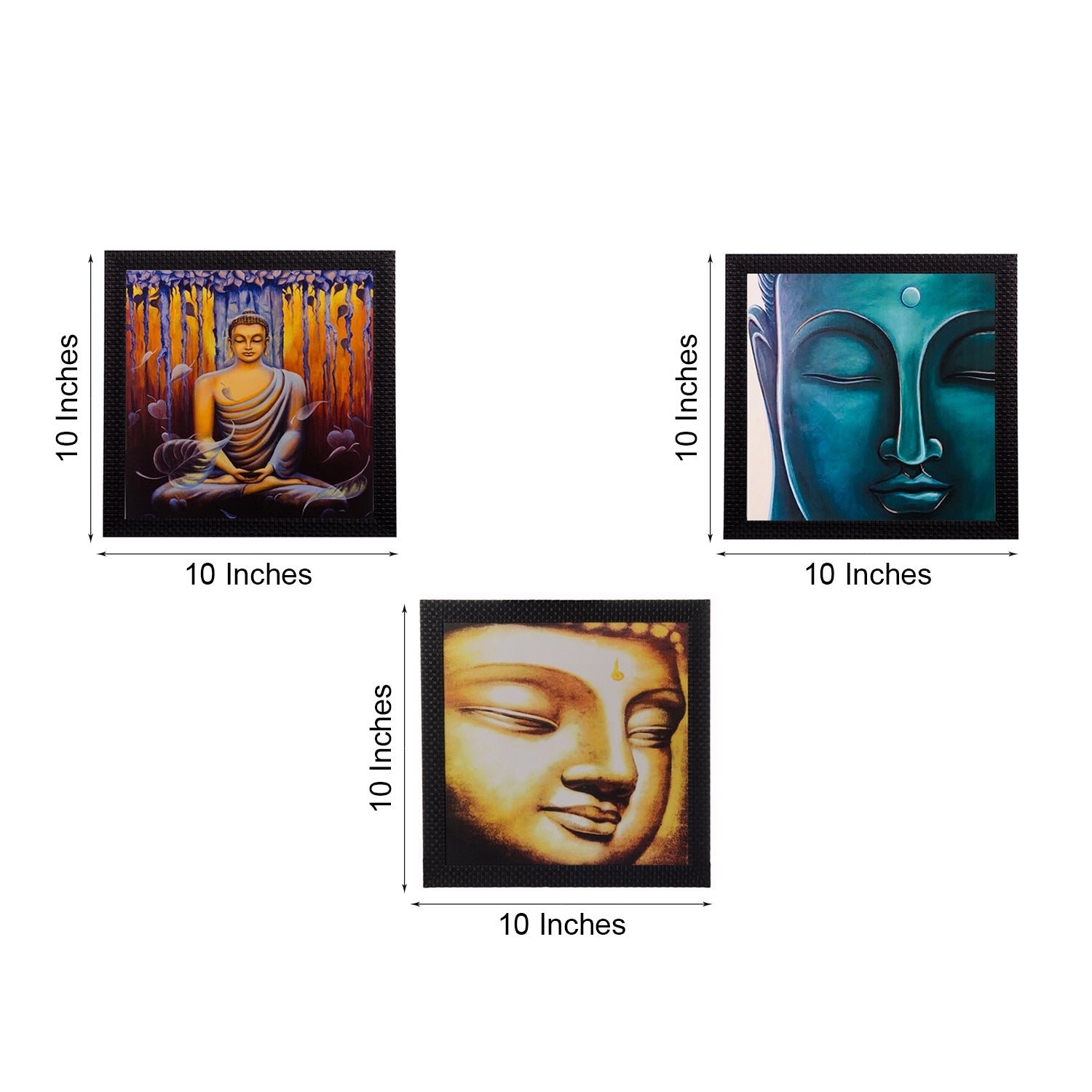 Set Of 3 Meditating Buddha Satin Matt Texture UV Art Painting 3