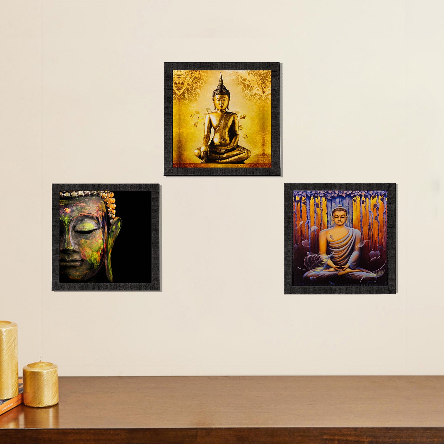 Set Of 3 Lord Buddha Paper Painting 1