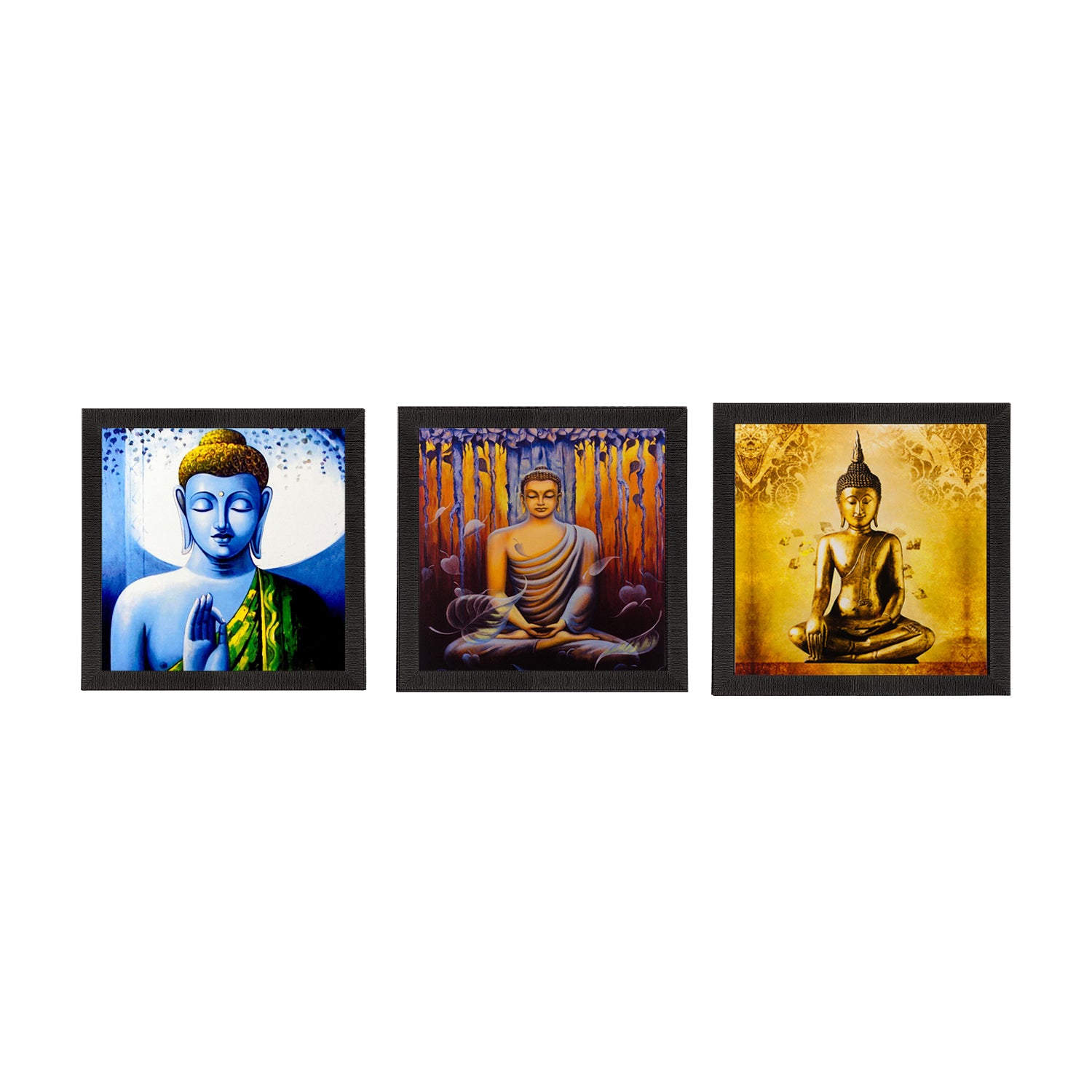 Set Of 3 Lord Buddha Paper Painting