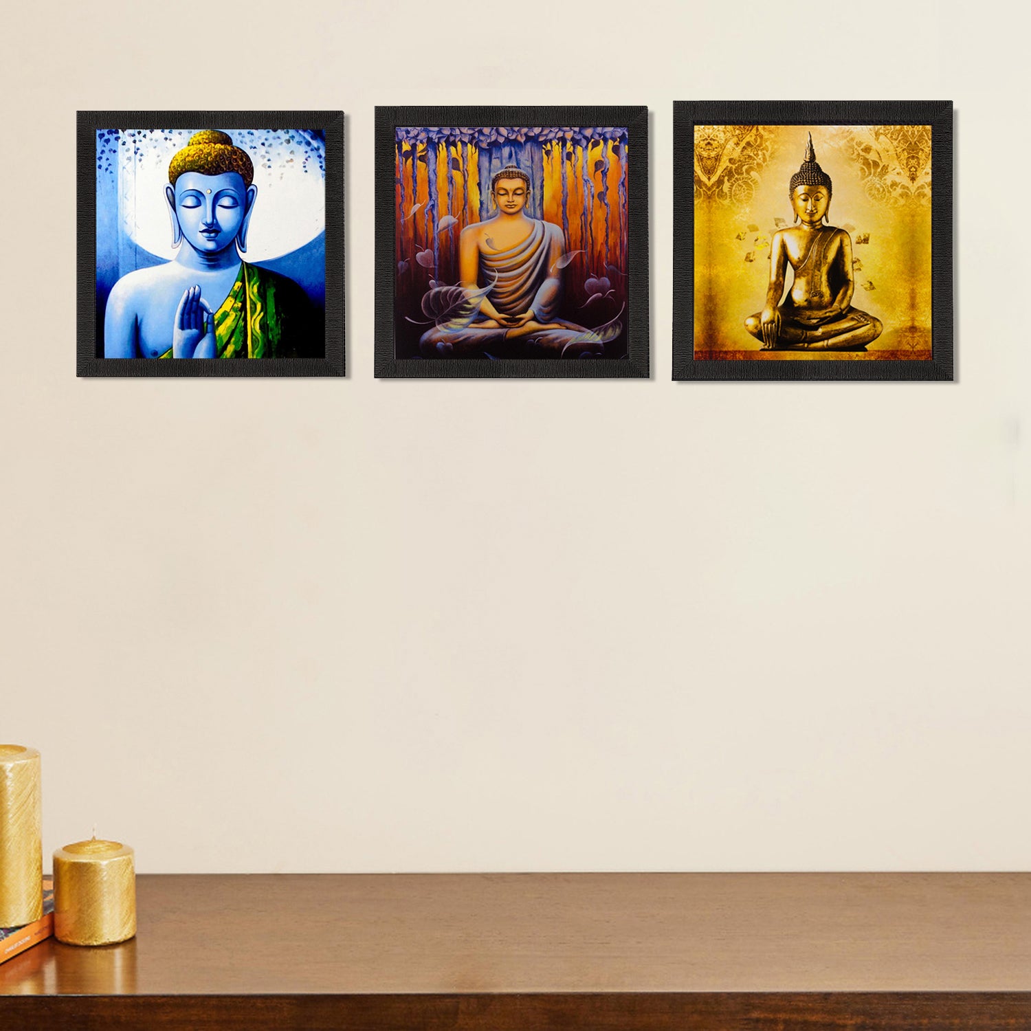 Set Of 3 Lord Buddha Paper Painting 1