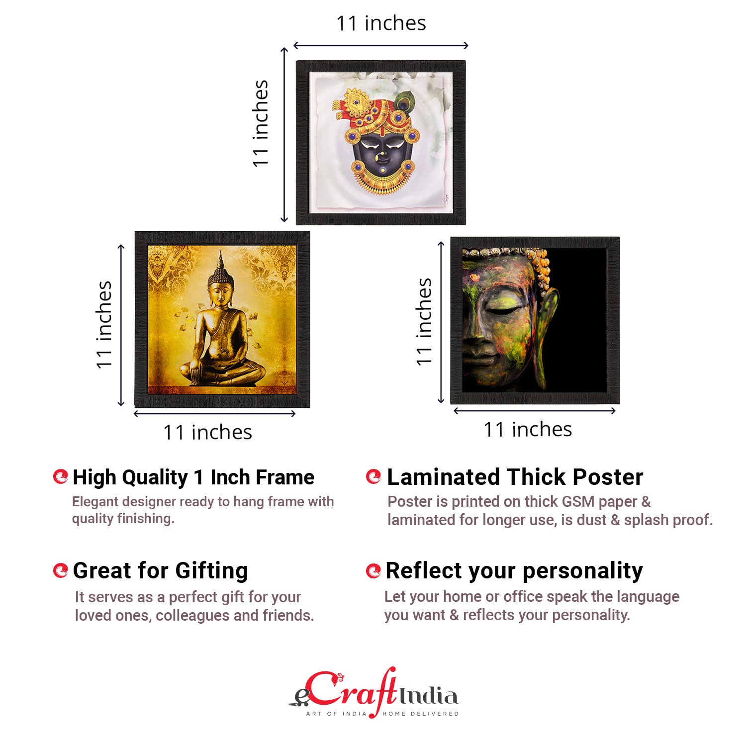 Set Of 3 Lord Buddha Paper Painting 2