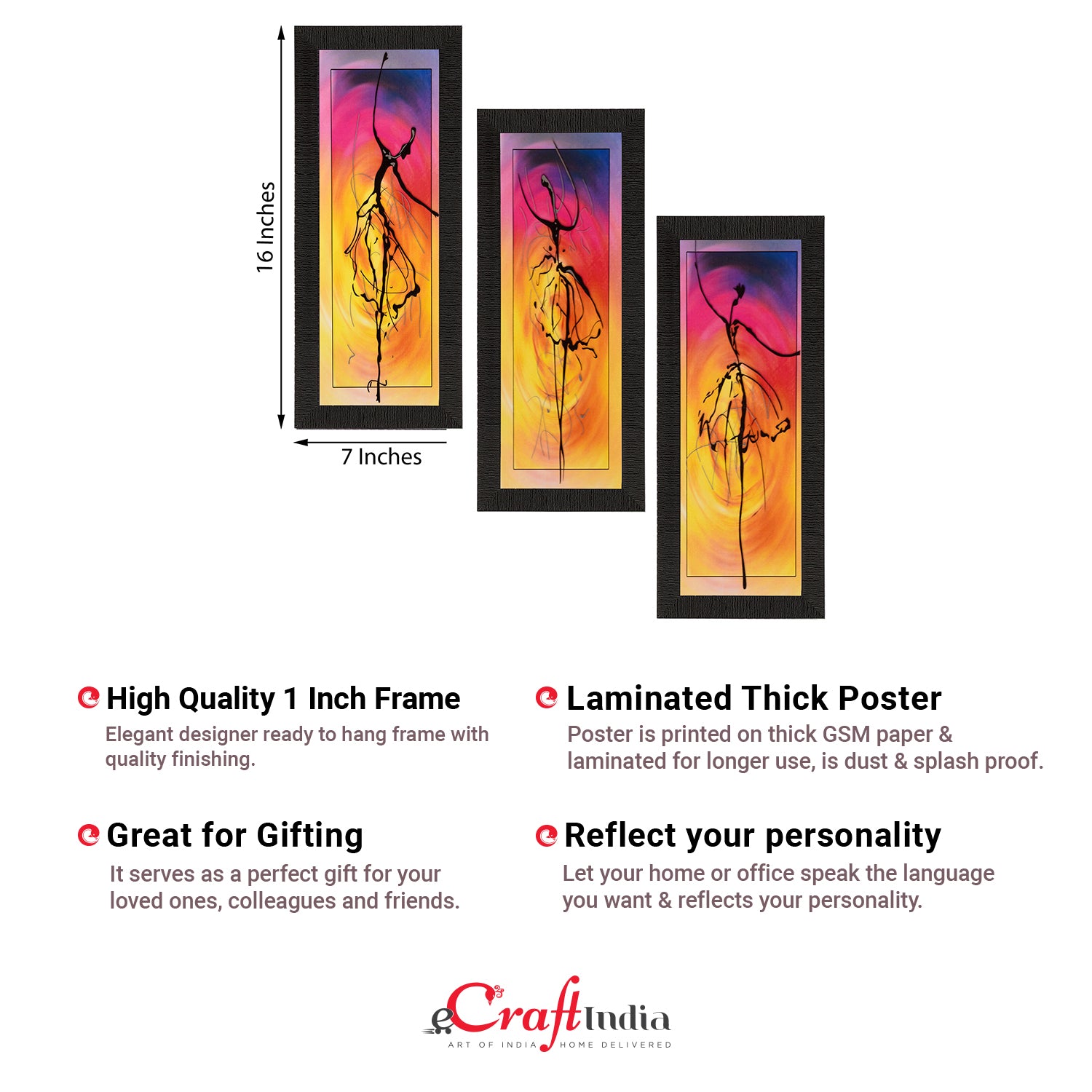 Set of 3 Satin Matt Textured Art Painting 2