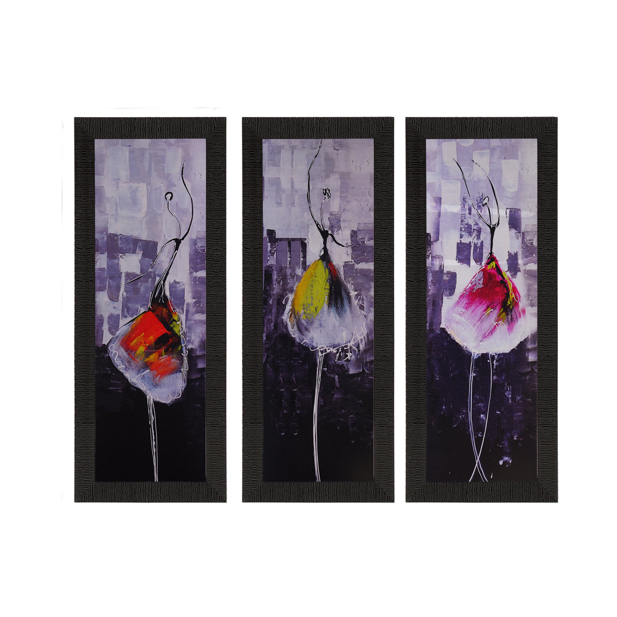 Set Of 3 Dancing Girl Satin Matt Texture UV Art Painting