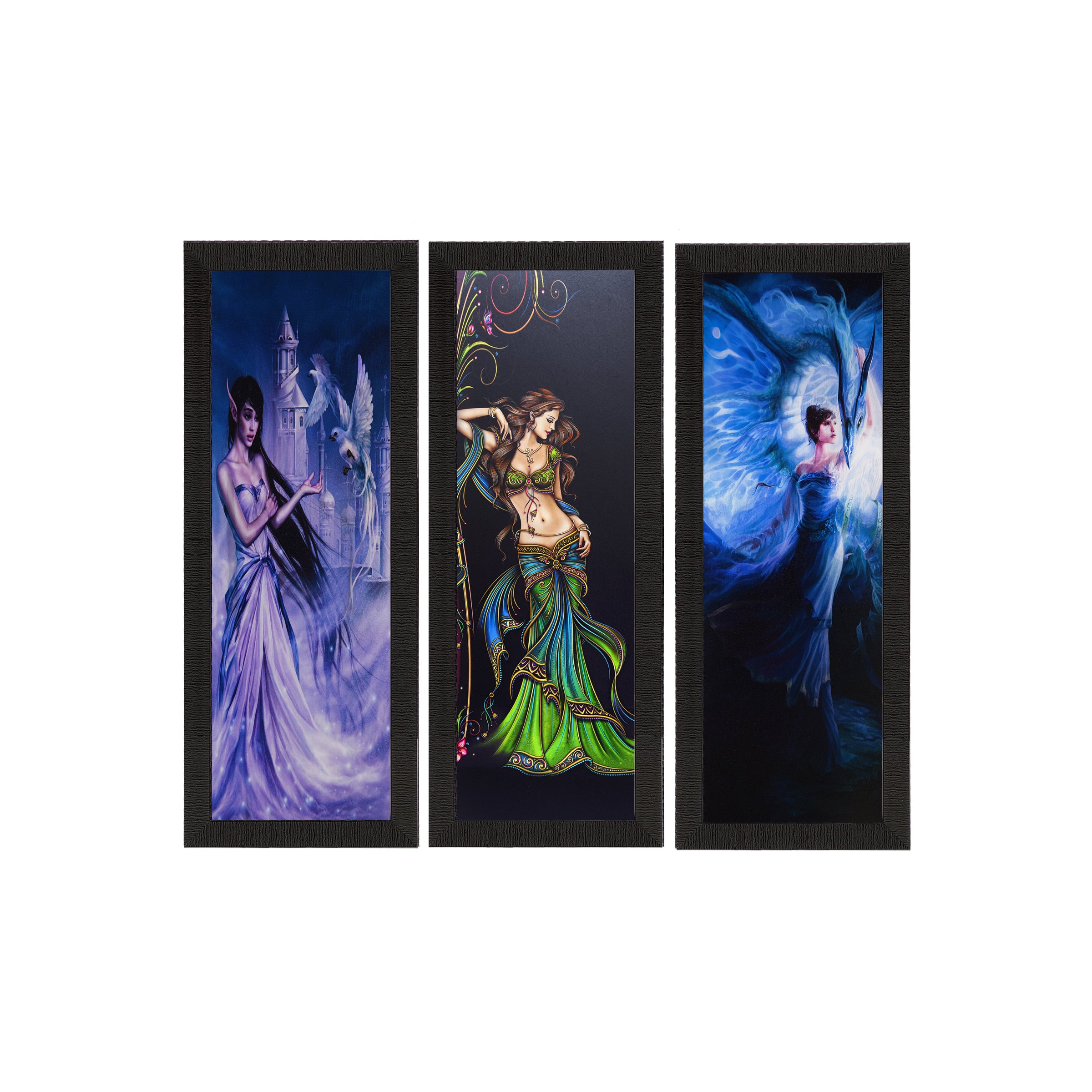 Set Of 3 Beautiful Angels Satin Matt Texture UV Art Painting