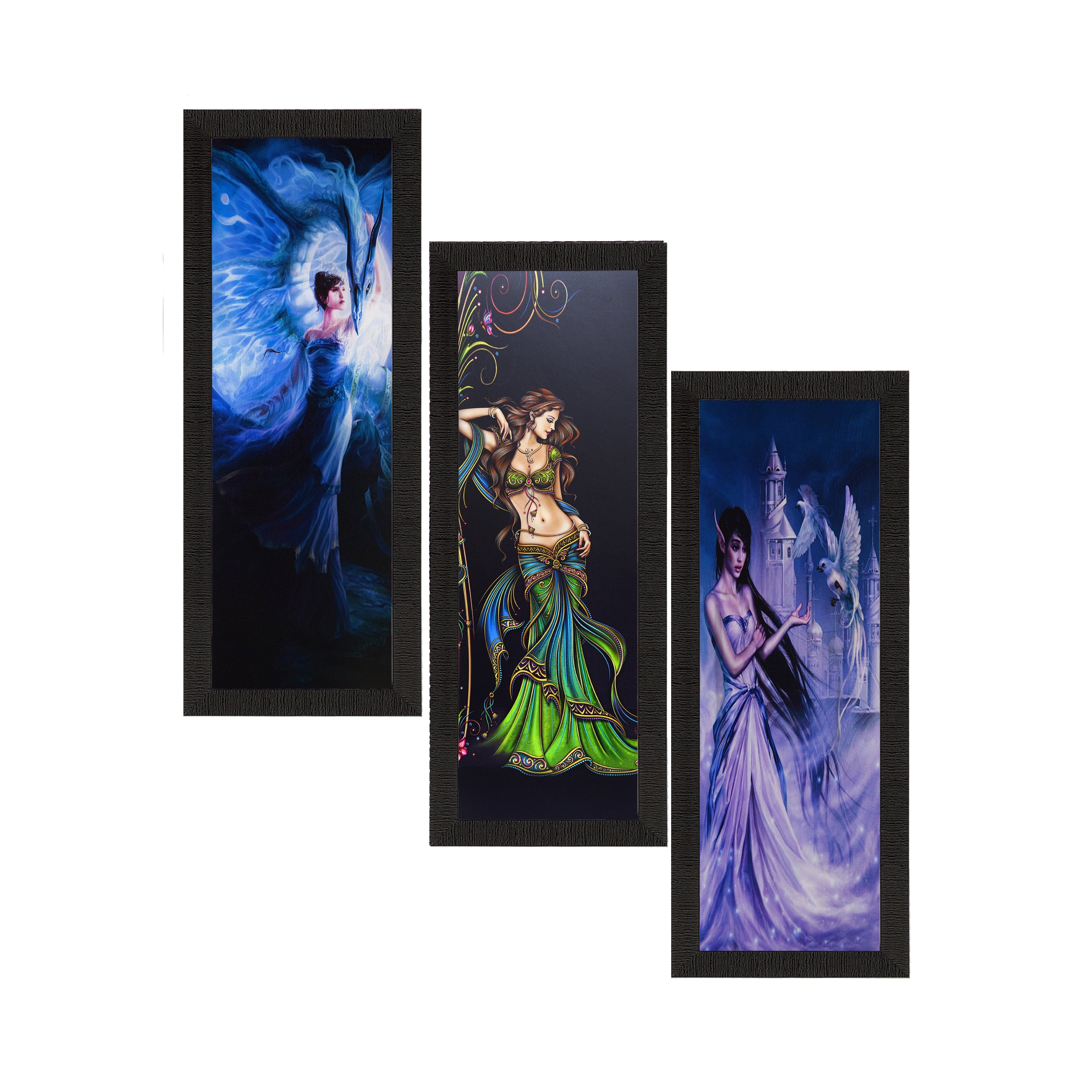 Set Of 3 Beautiful Angels Satin Matt Texture UV Art Painting