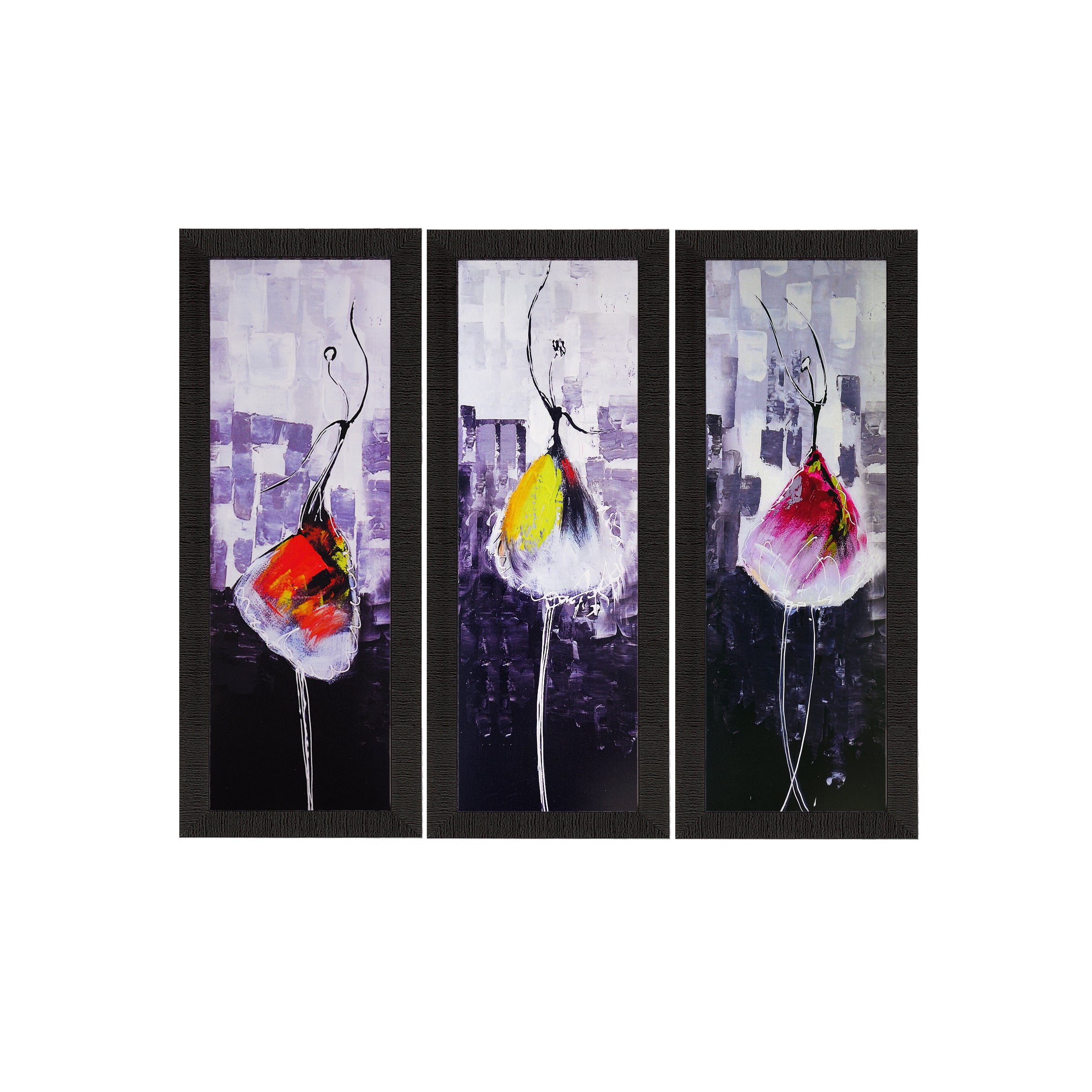 Set Of 3 Abstract Dancing Lady Satin Matt Texture UV Art Painting