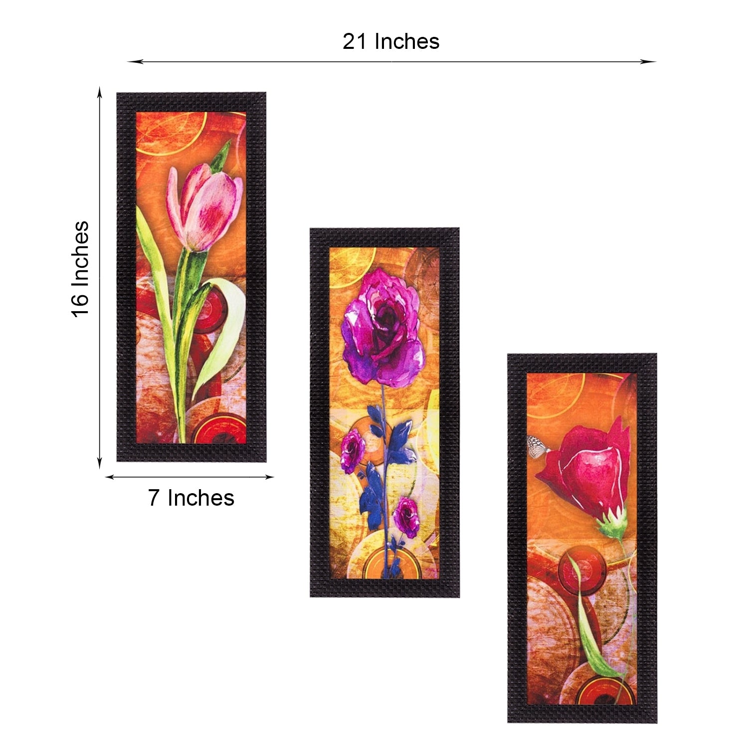 Set Of 3 Decorative Floral Lady Satin Matt Texture UV Art Painting 2