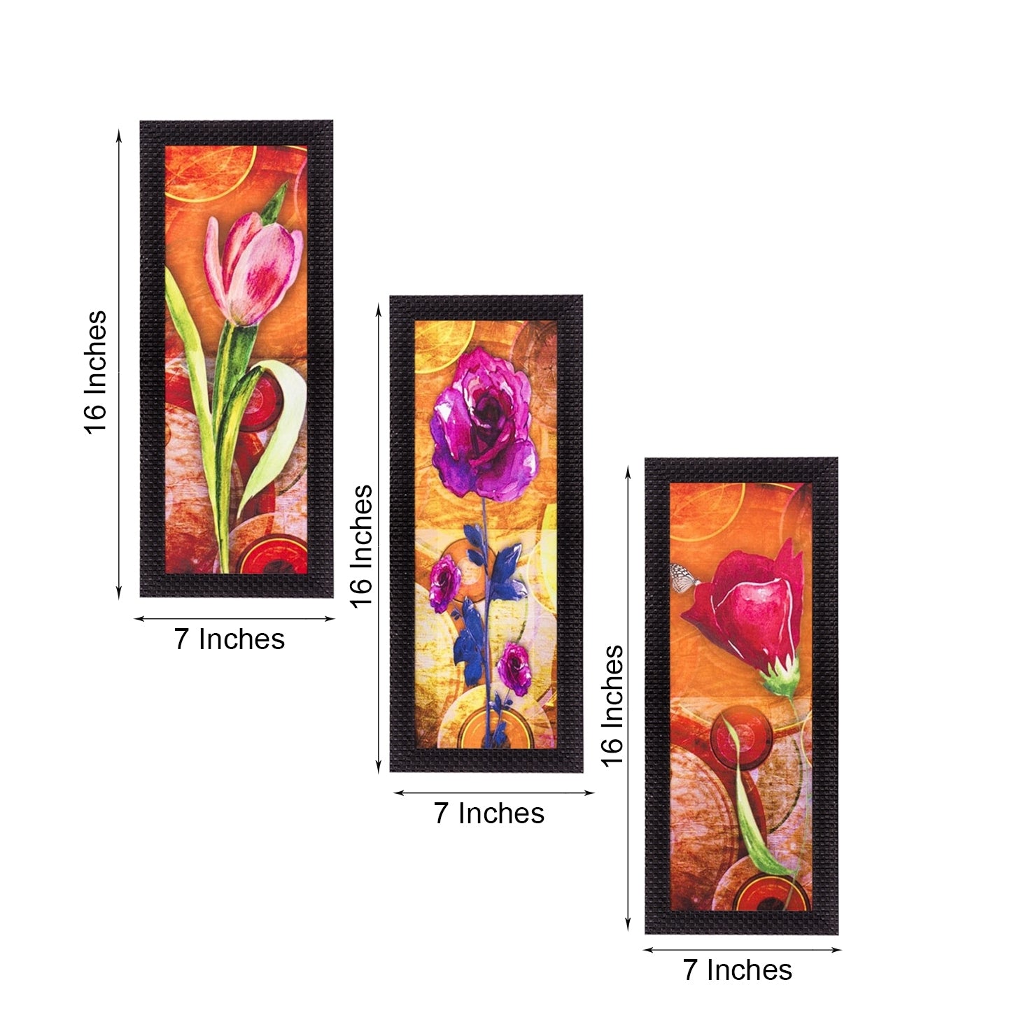 Set Of 3 Decorative Floral Lady Satin Matt Texture UV Art Painting 3