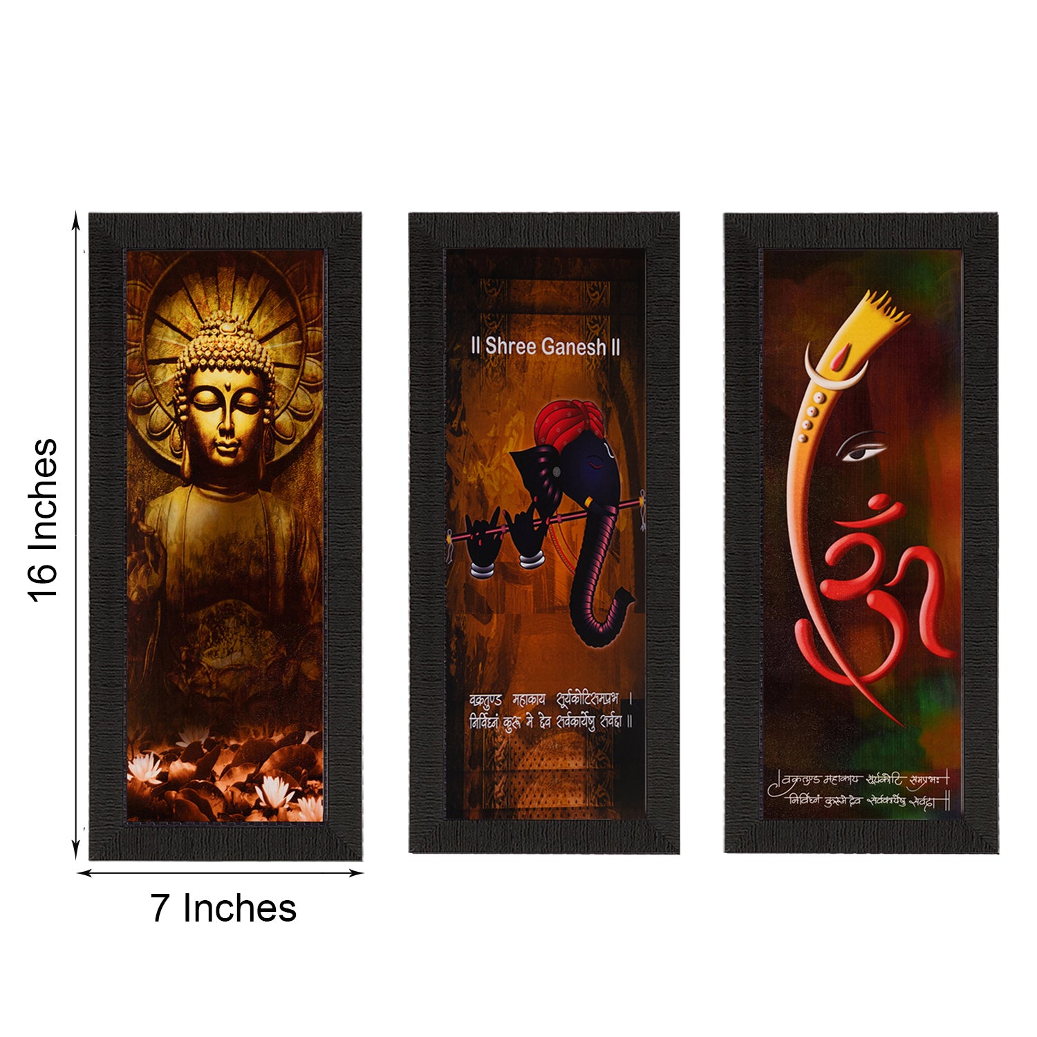 Set Of 3 Ganesha & Buddha Satin Matt Texture UV Art Painting 3