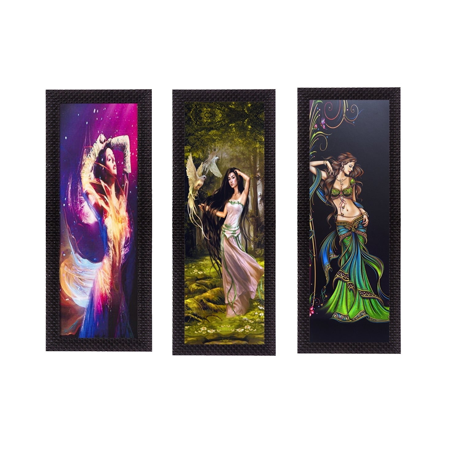 Set Of 3 Dancing Angels Satin Matt Texture UV Art Painting
